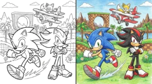 sonic and shadow coloring pages