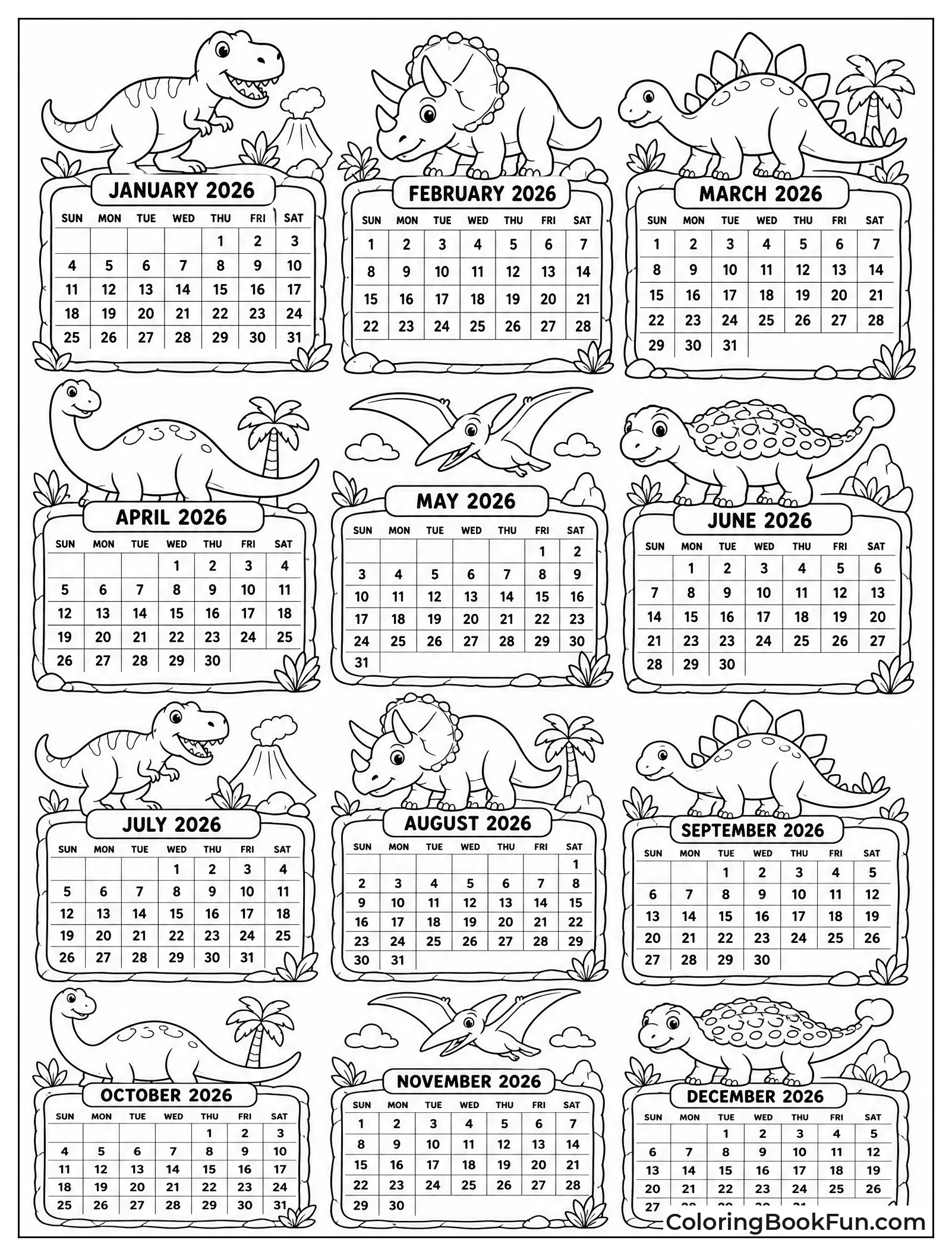 Dinosaurs Framing Every Month