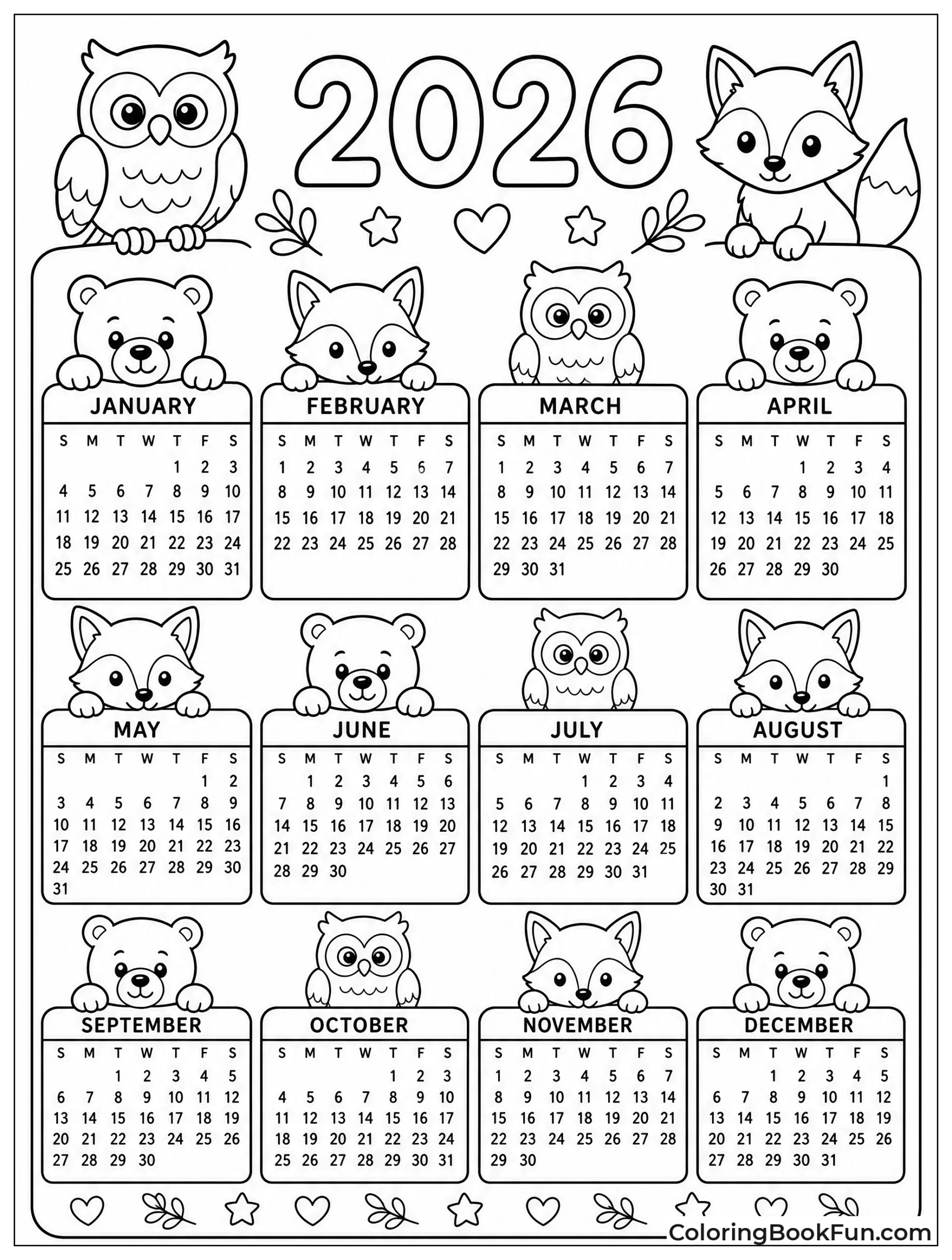 Forest Friends on Calendar Top