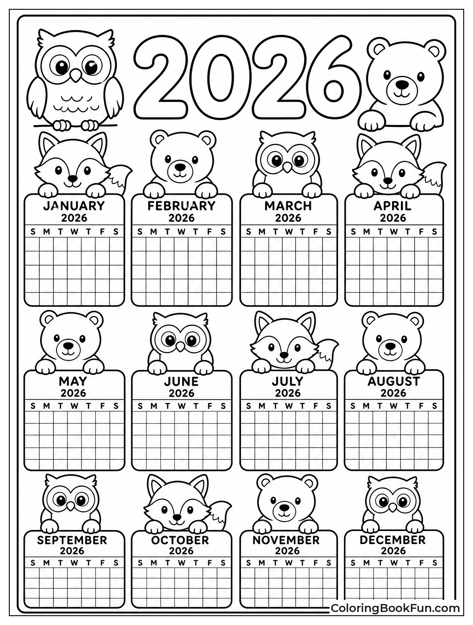 Forest Friends on Calendar Top