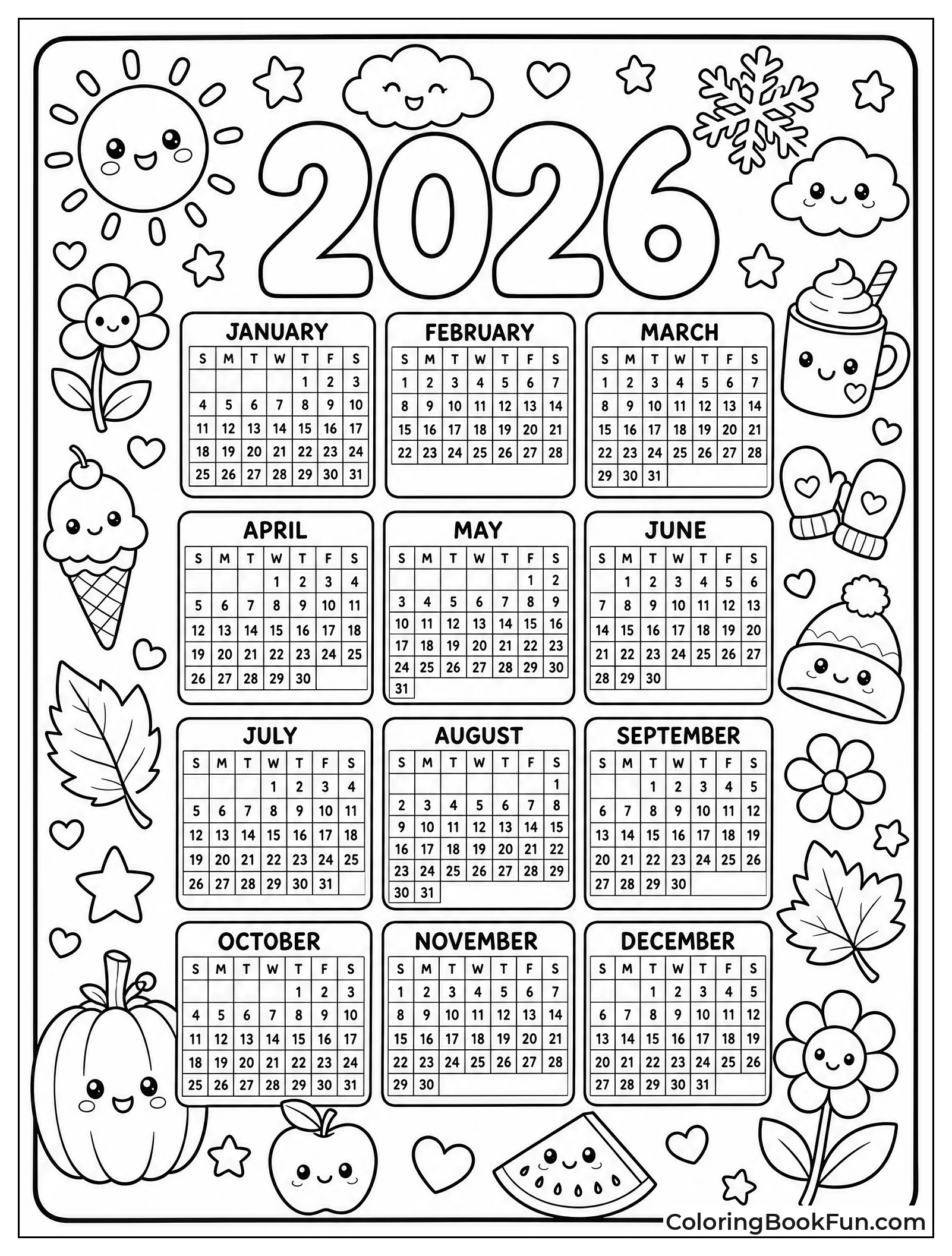 Kawaii Doodles Around the Year