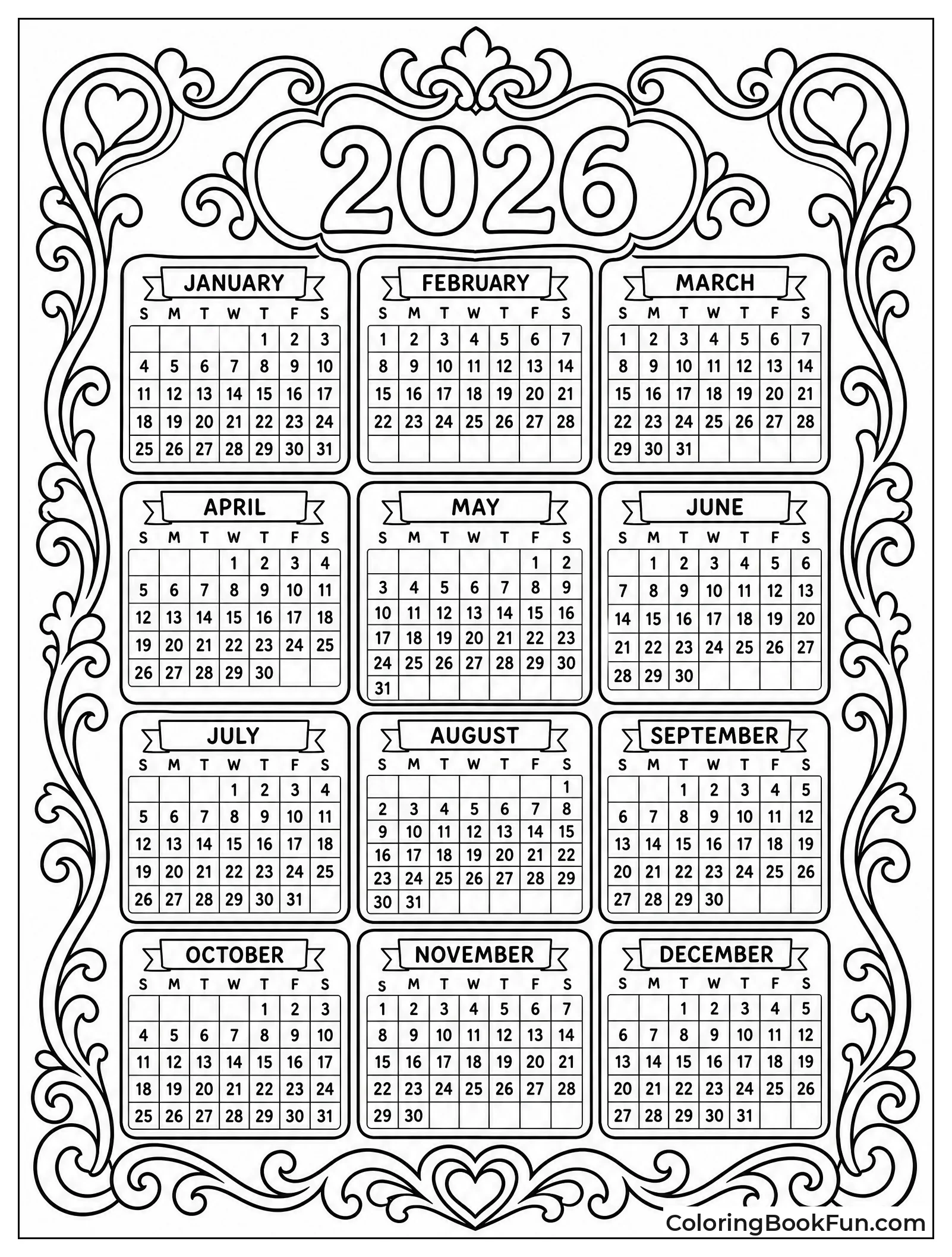 Ornate Frame Around Full Year