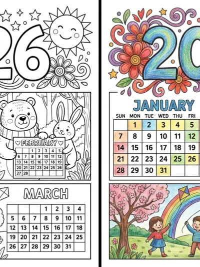 2026 Calendar coloring pages