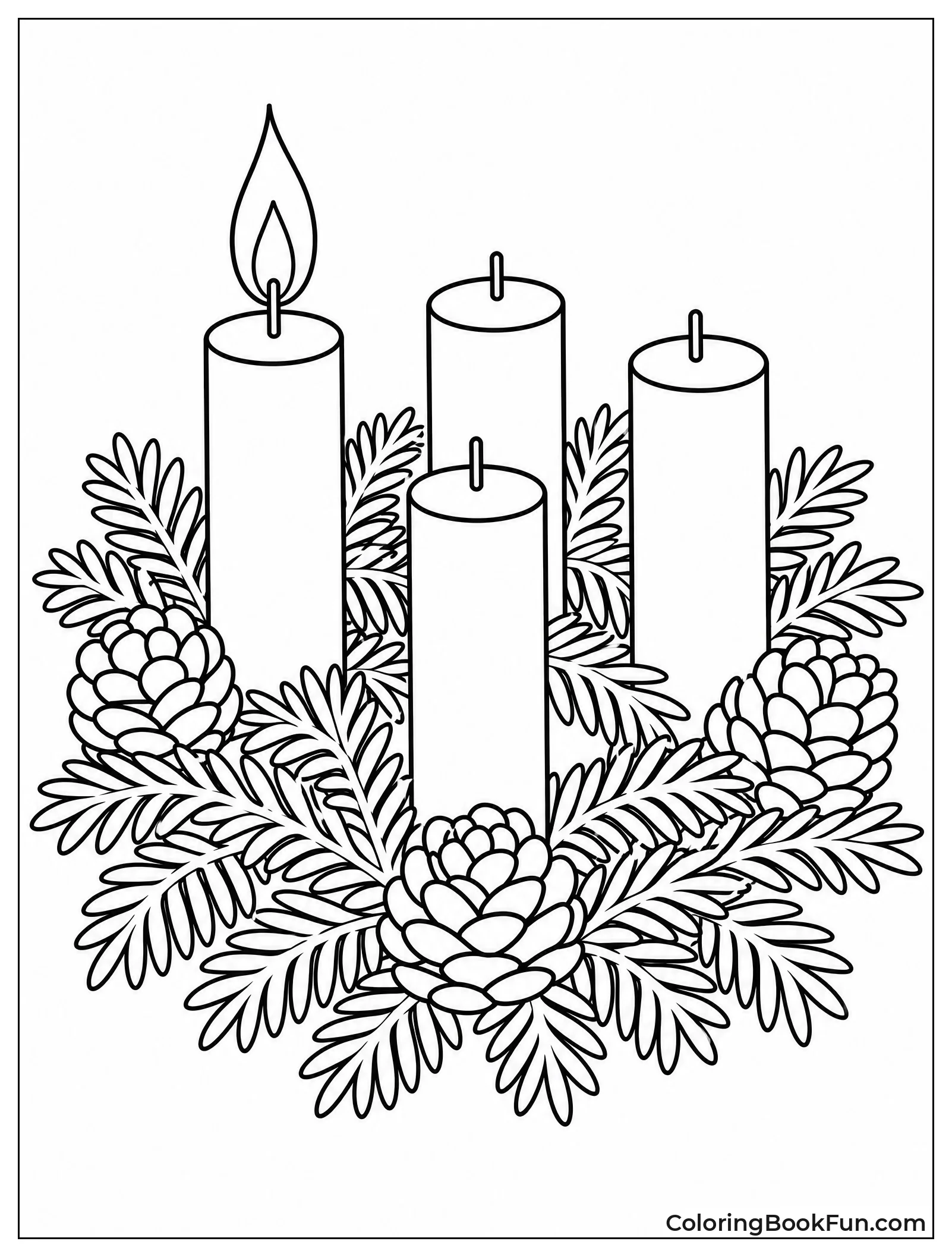 Advent Wreath with One Lit Candle