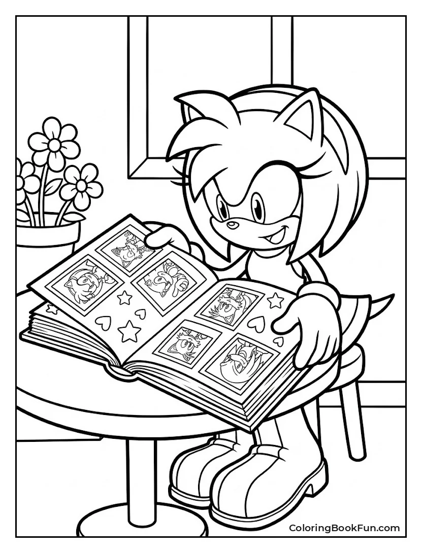 Amy Looking at Scrapbook Photos