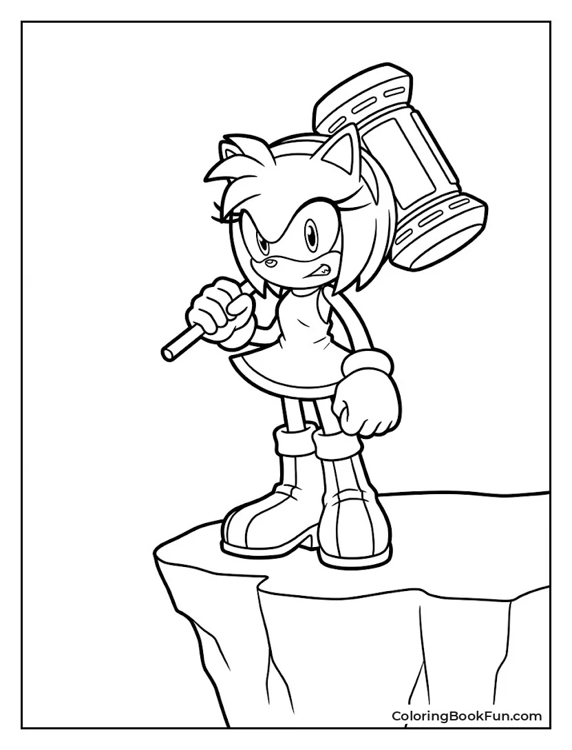 Amy Holding Hammer on Cliff