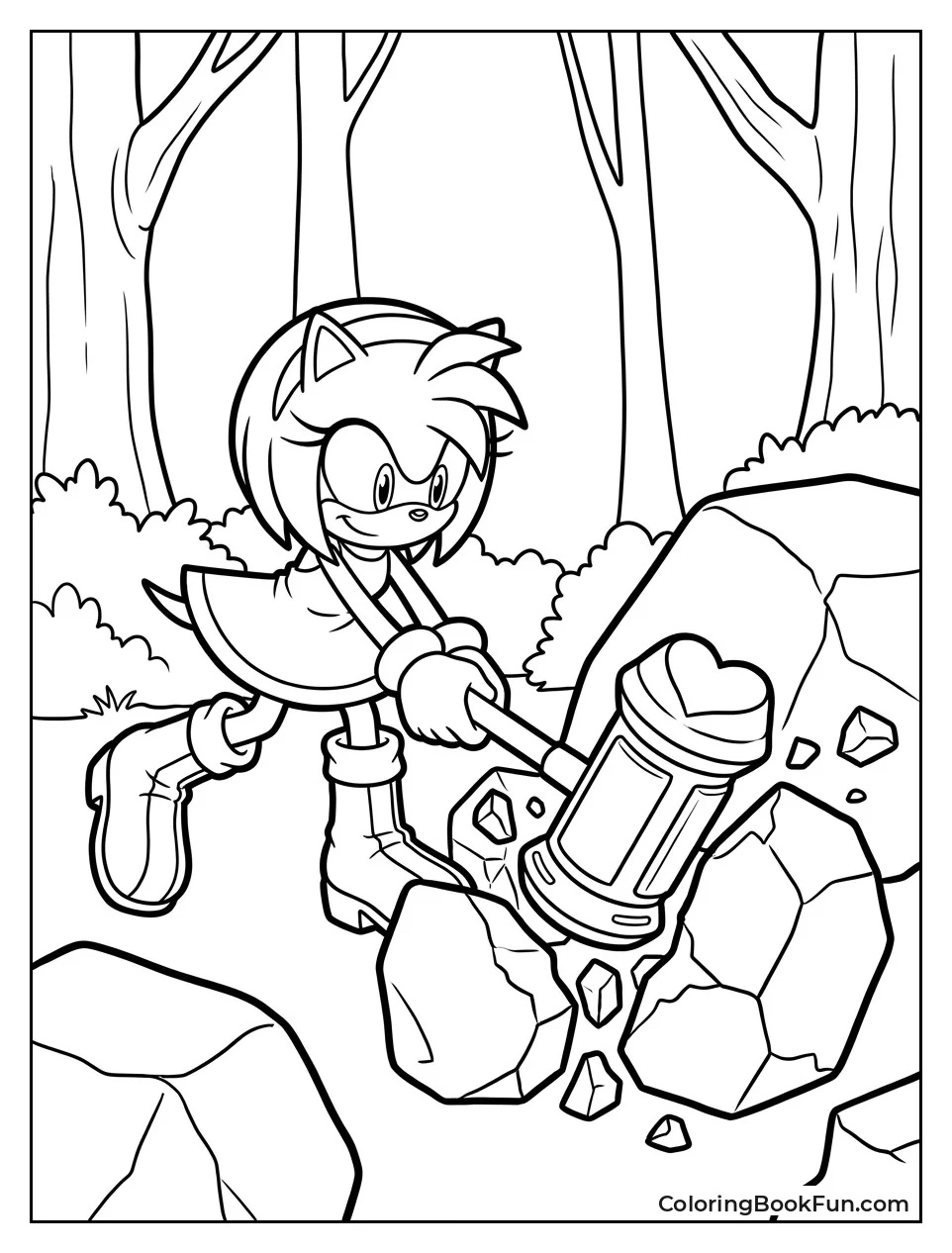 Amy Smashing Rocks with Hammer