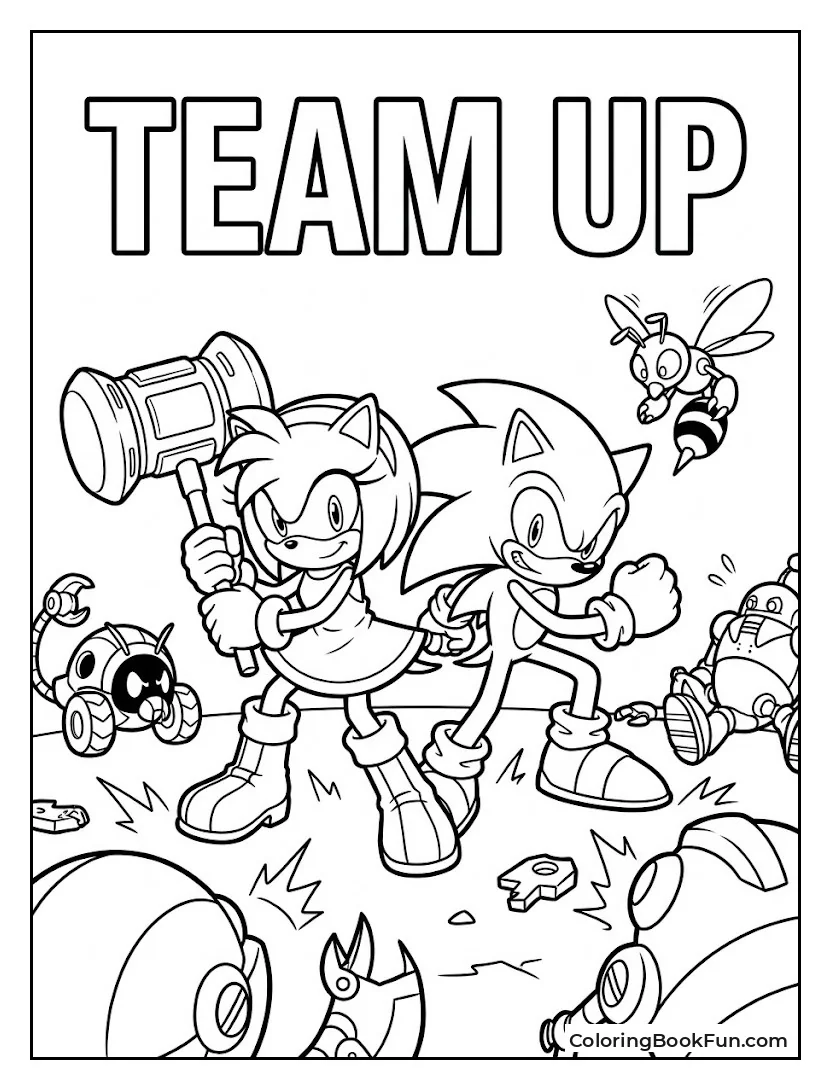 Amy and Sonic Fighting Robots