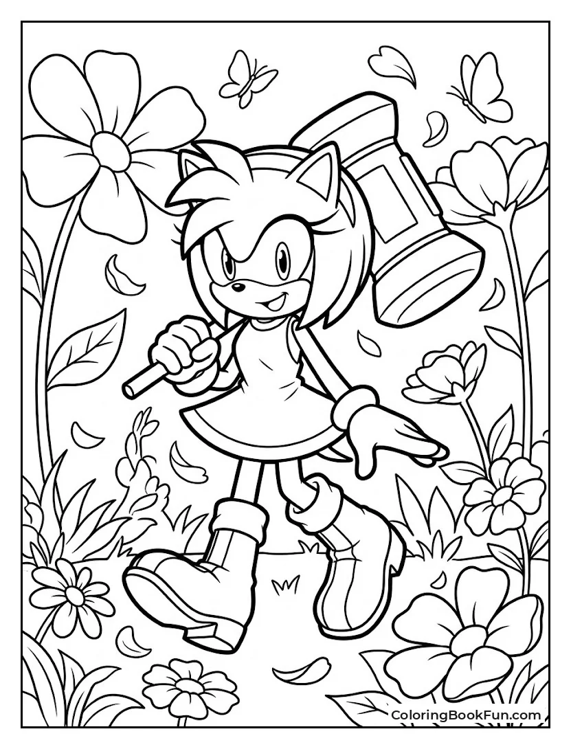 Amy Strolling in Flower Garden