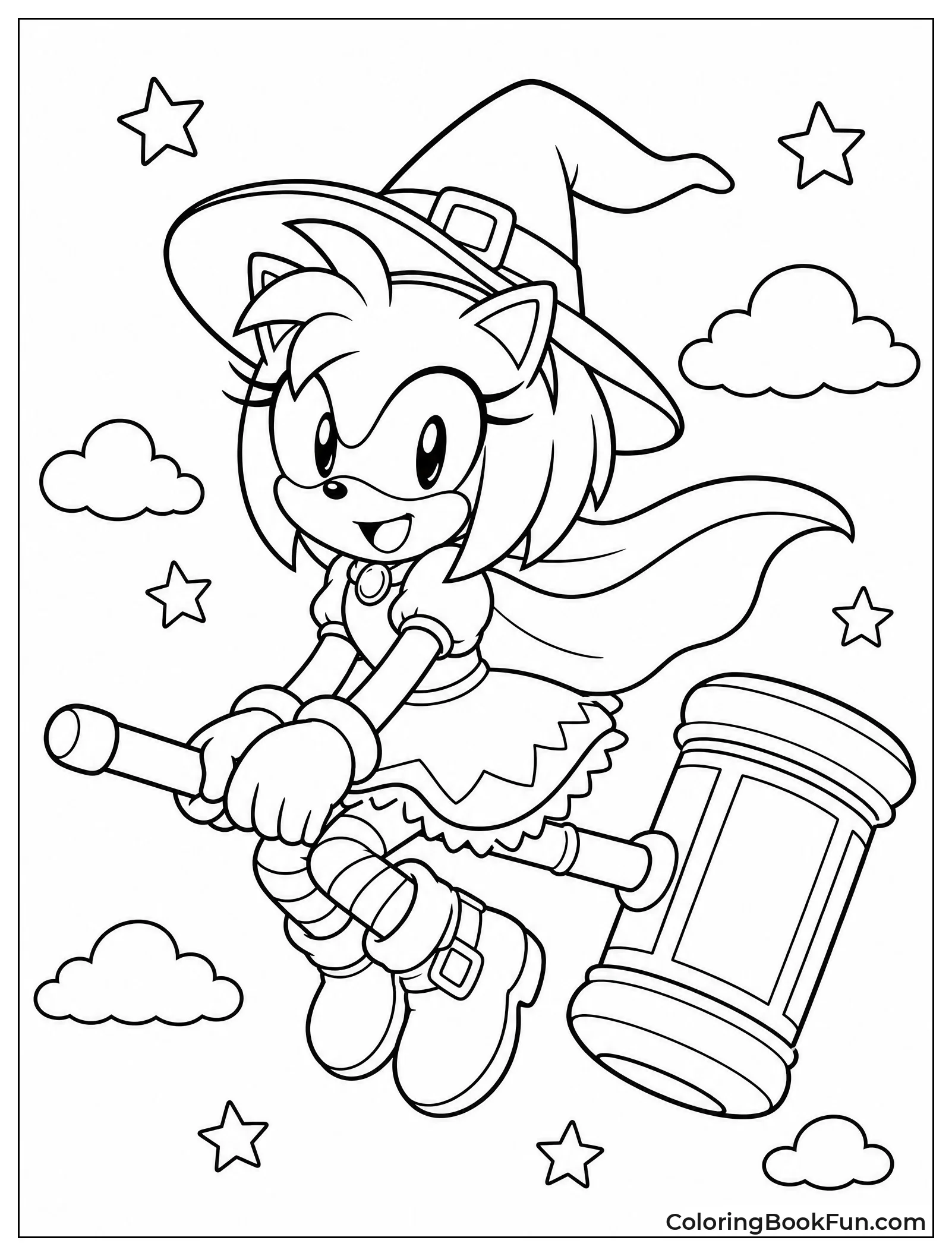 Witch Amy Flying on Hammer