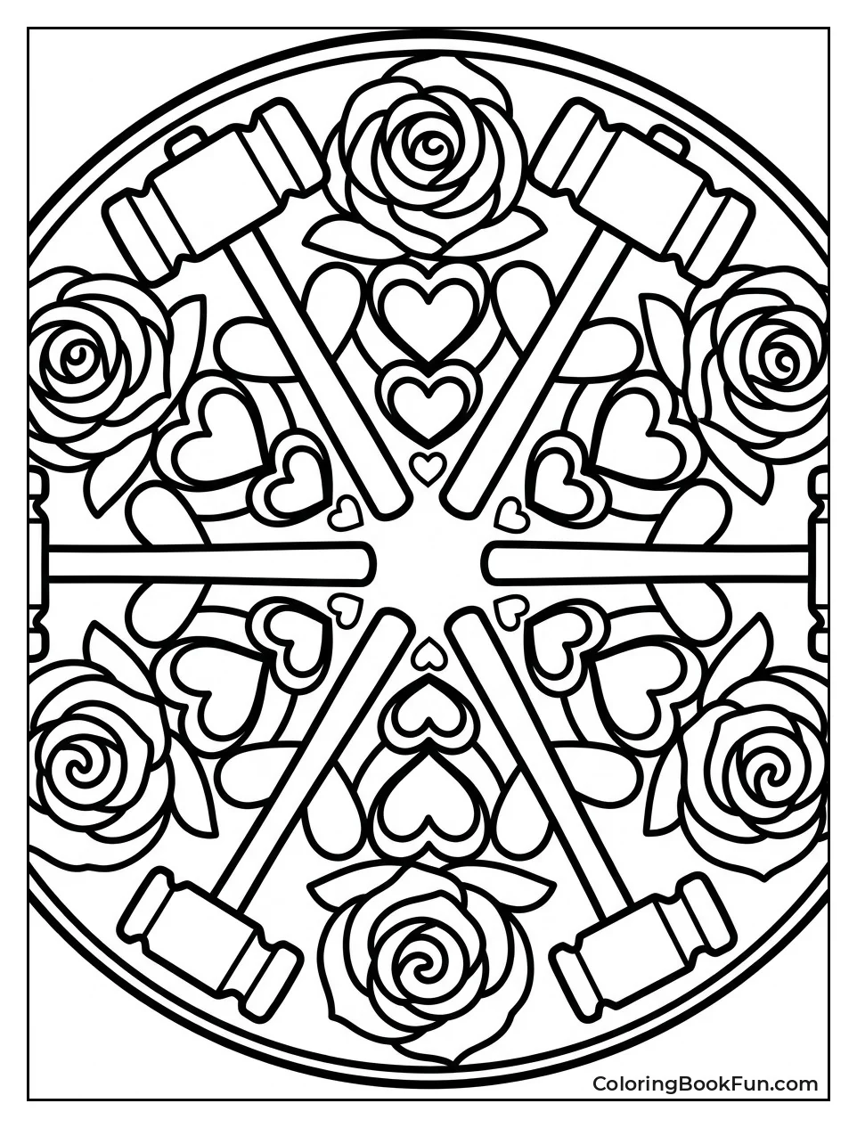 Mandala with Hammers and Hearts