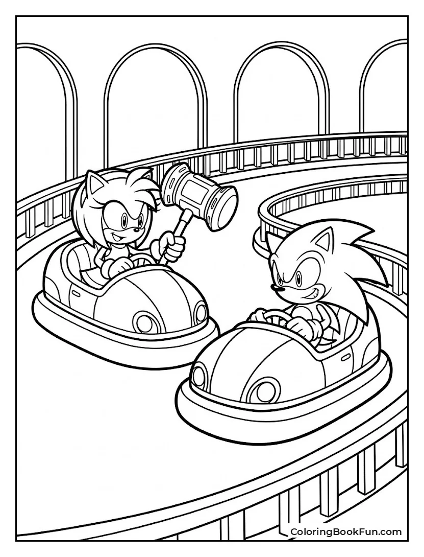 Amy and Sonic on Bumper Cars