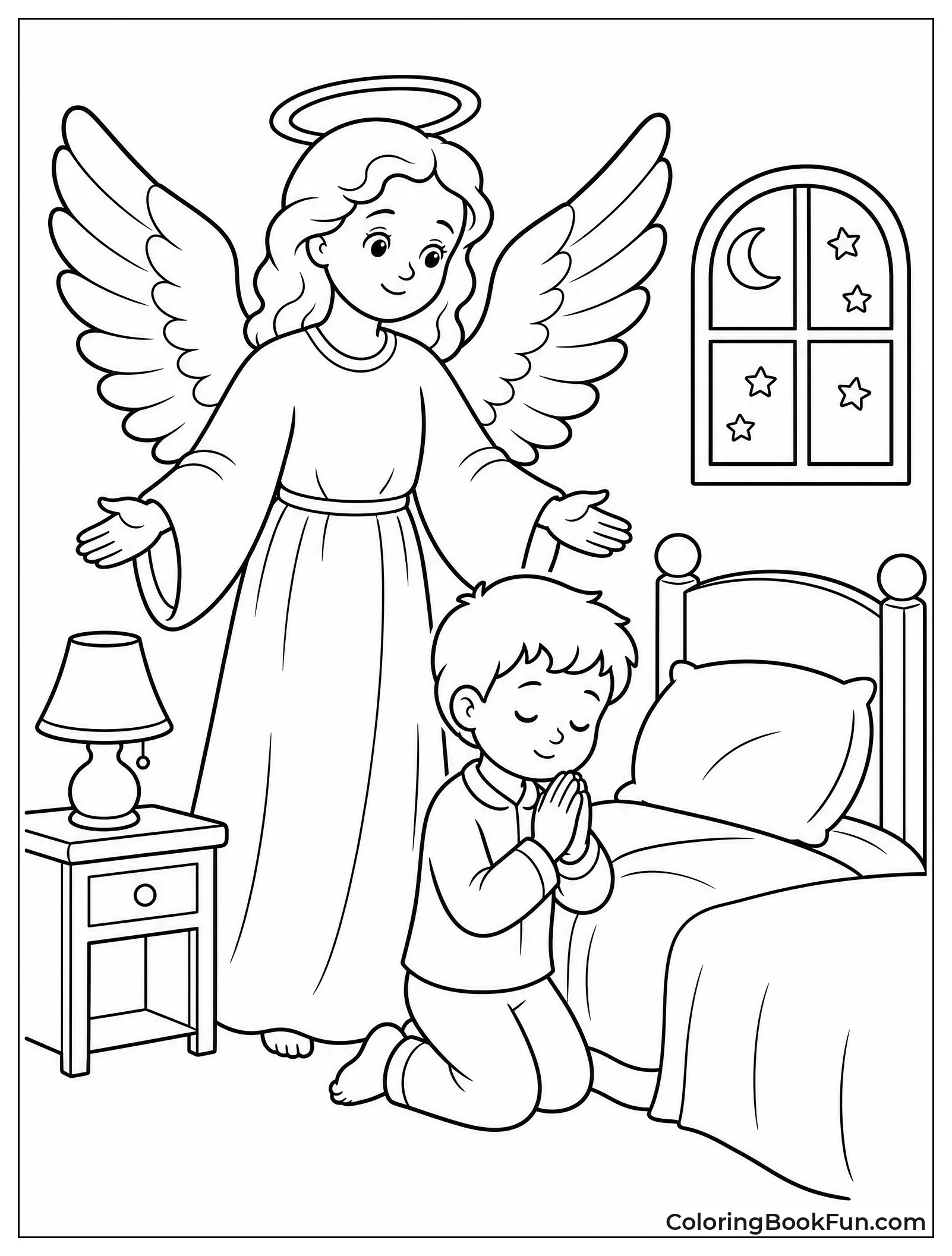 Angel Standing by Praying Child