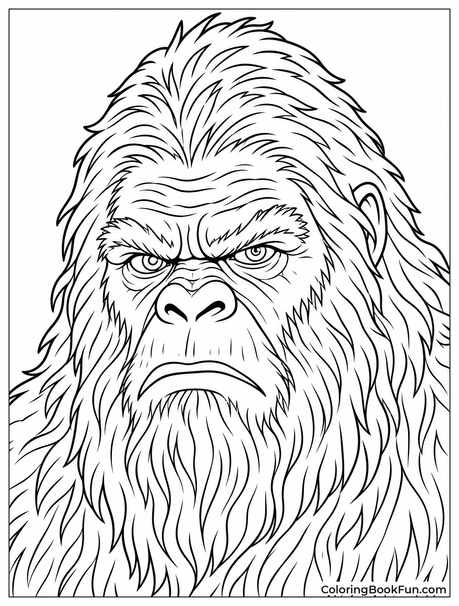 Angry Bigfoot Face with Fur Details