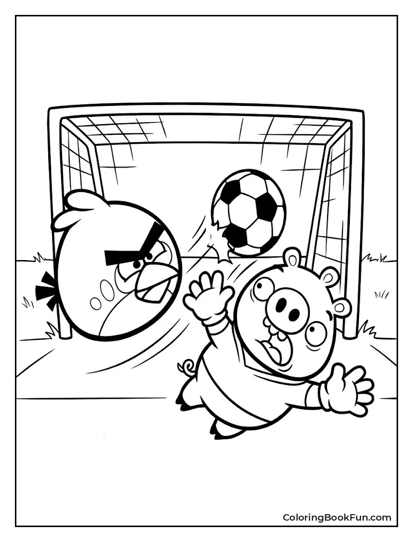 Red Kicks Ball Past Pig Goalie