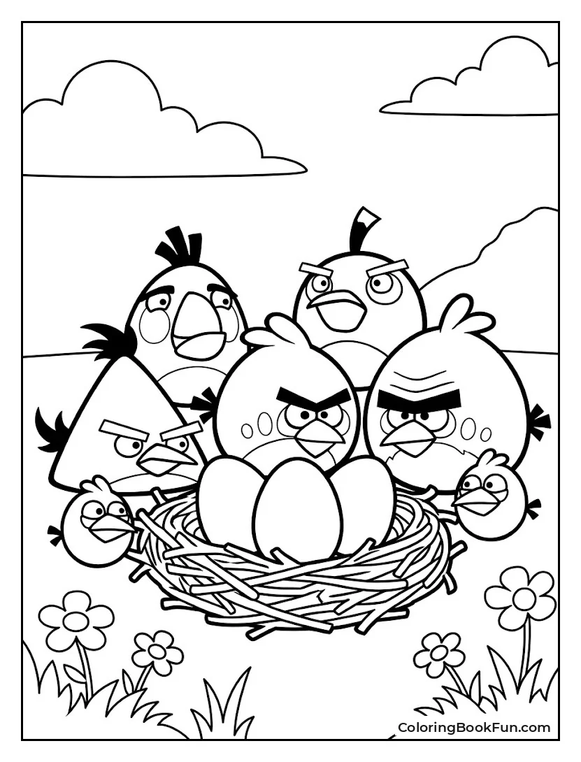 Birds Guard Nest of Eggs