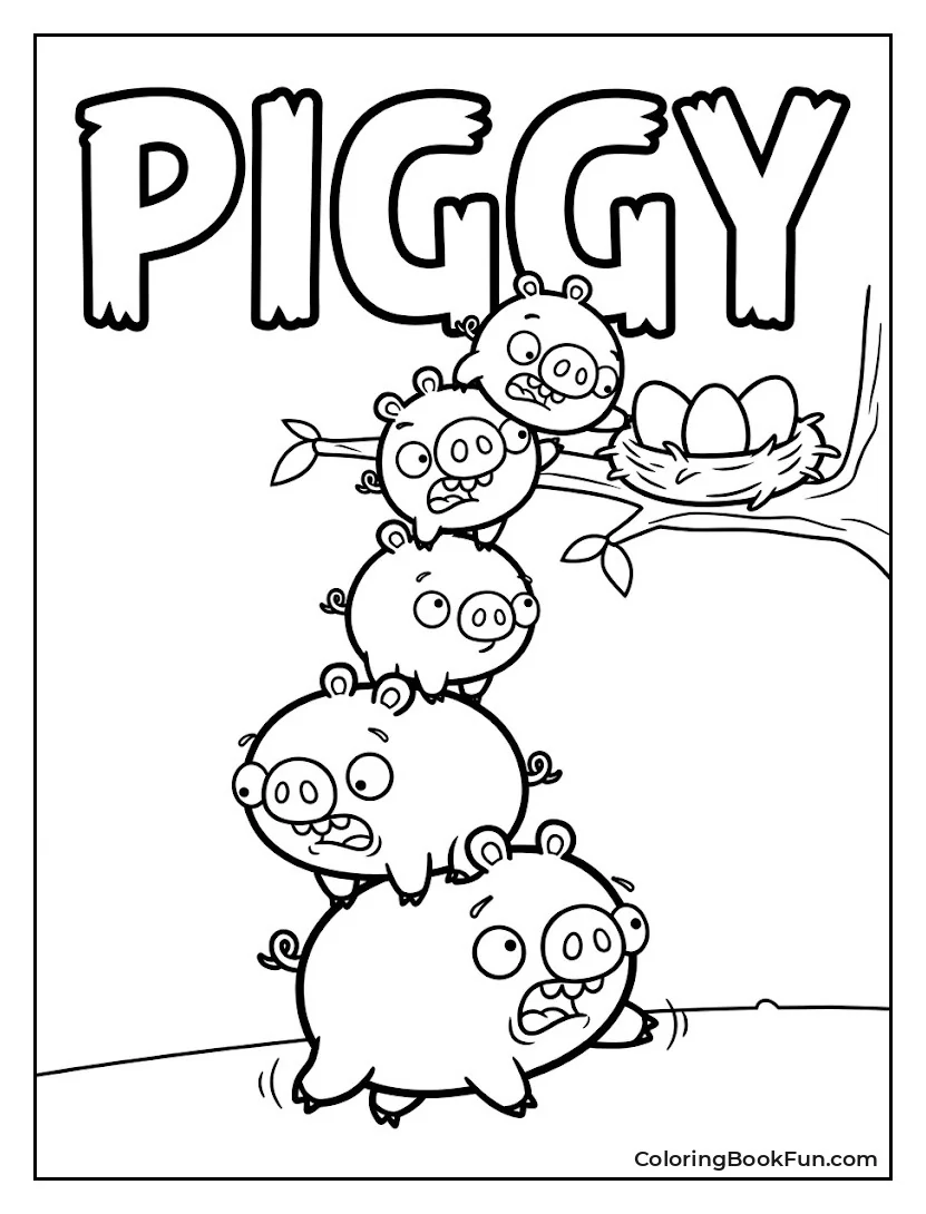Pigs Stack to Reach Nest
