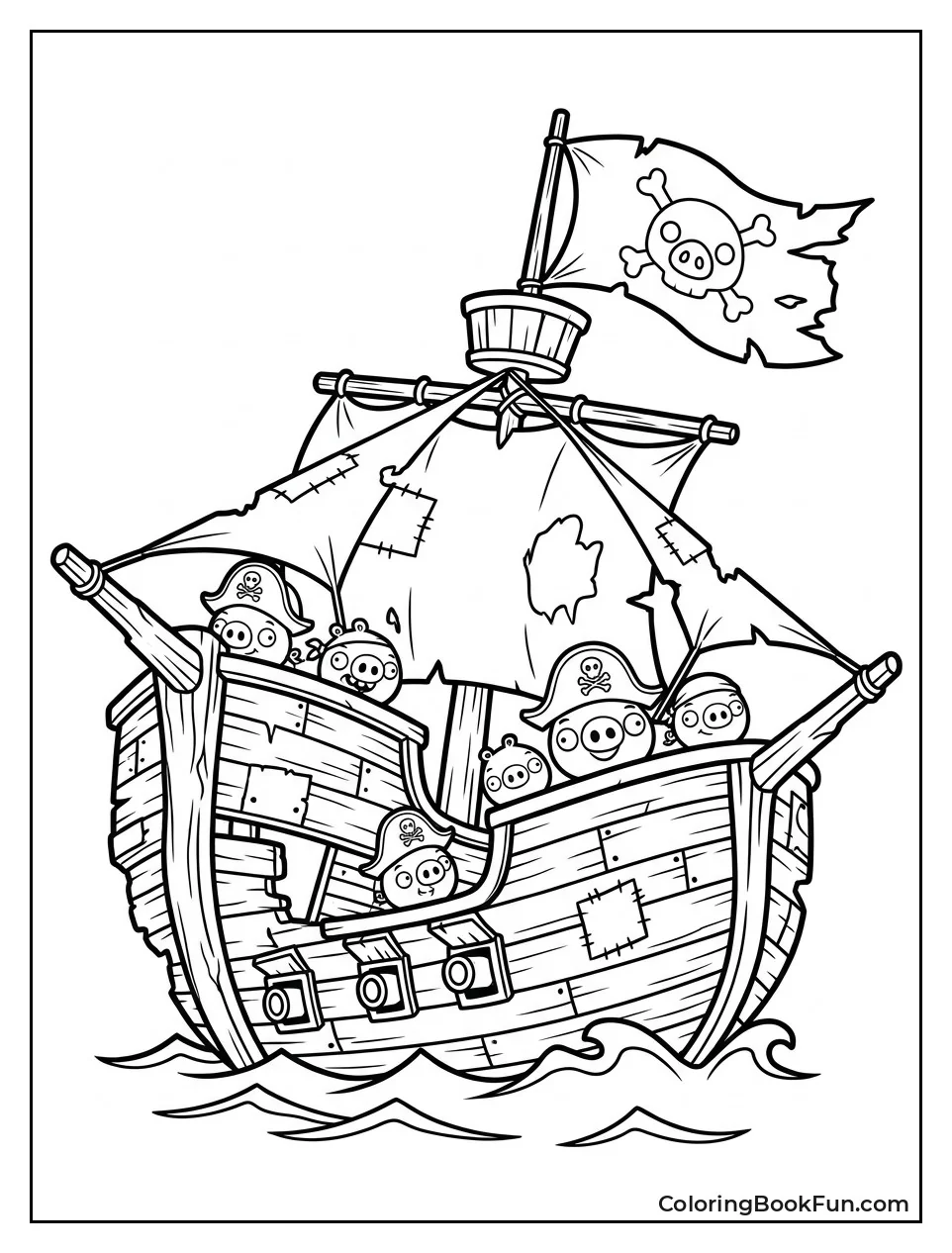Pigs Sail on Pirate Ship
