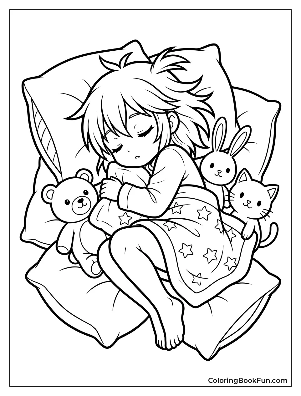 Girl Napping on Pile of Pillows