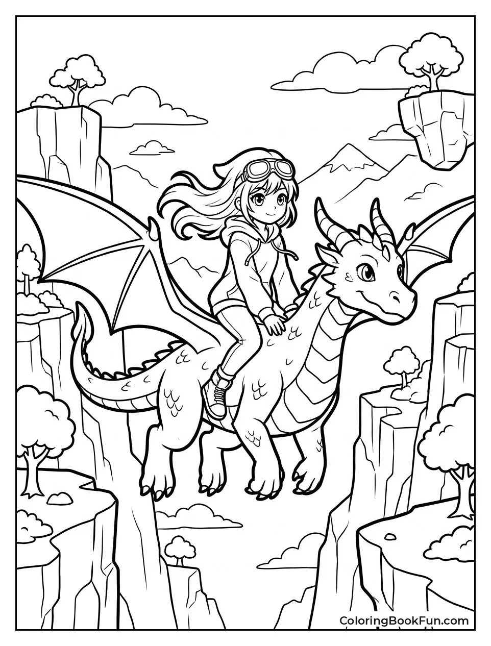 Girl Flying on Friendly Dragon