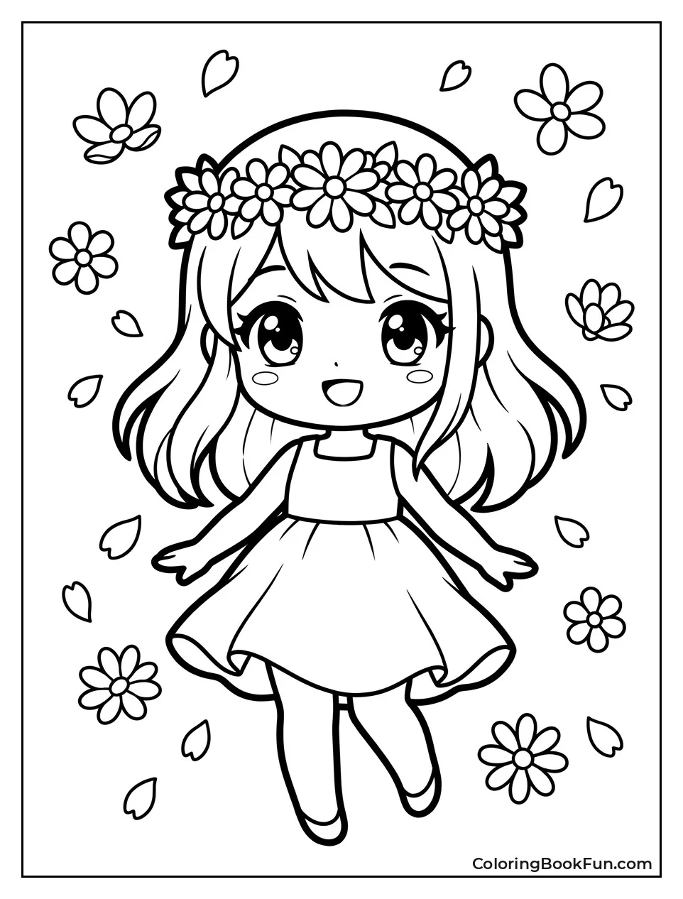 Kawaii Girl with Flower Crown