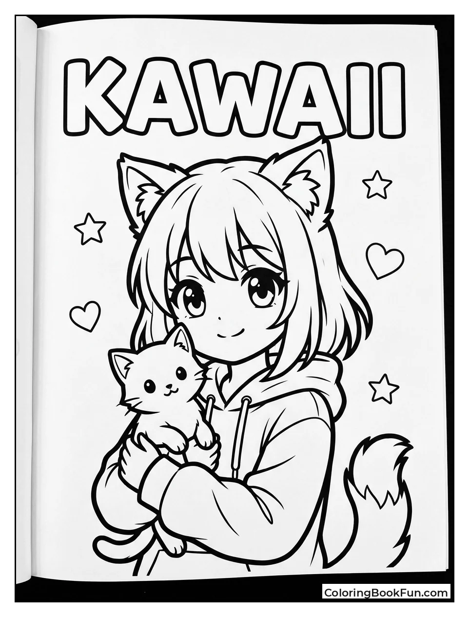 Cat Girl Holding Small Kitten