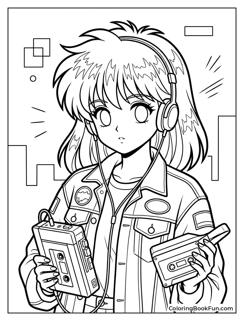 Retro Girl Holding Cassette Player