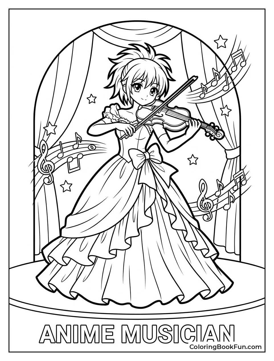 Girl Playing Violin in Gown