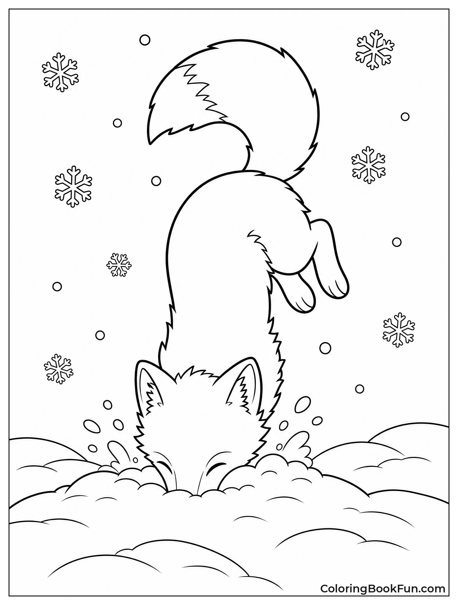 Fox Diving Headfirst into Snow