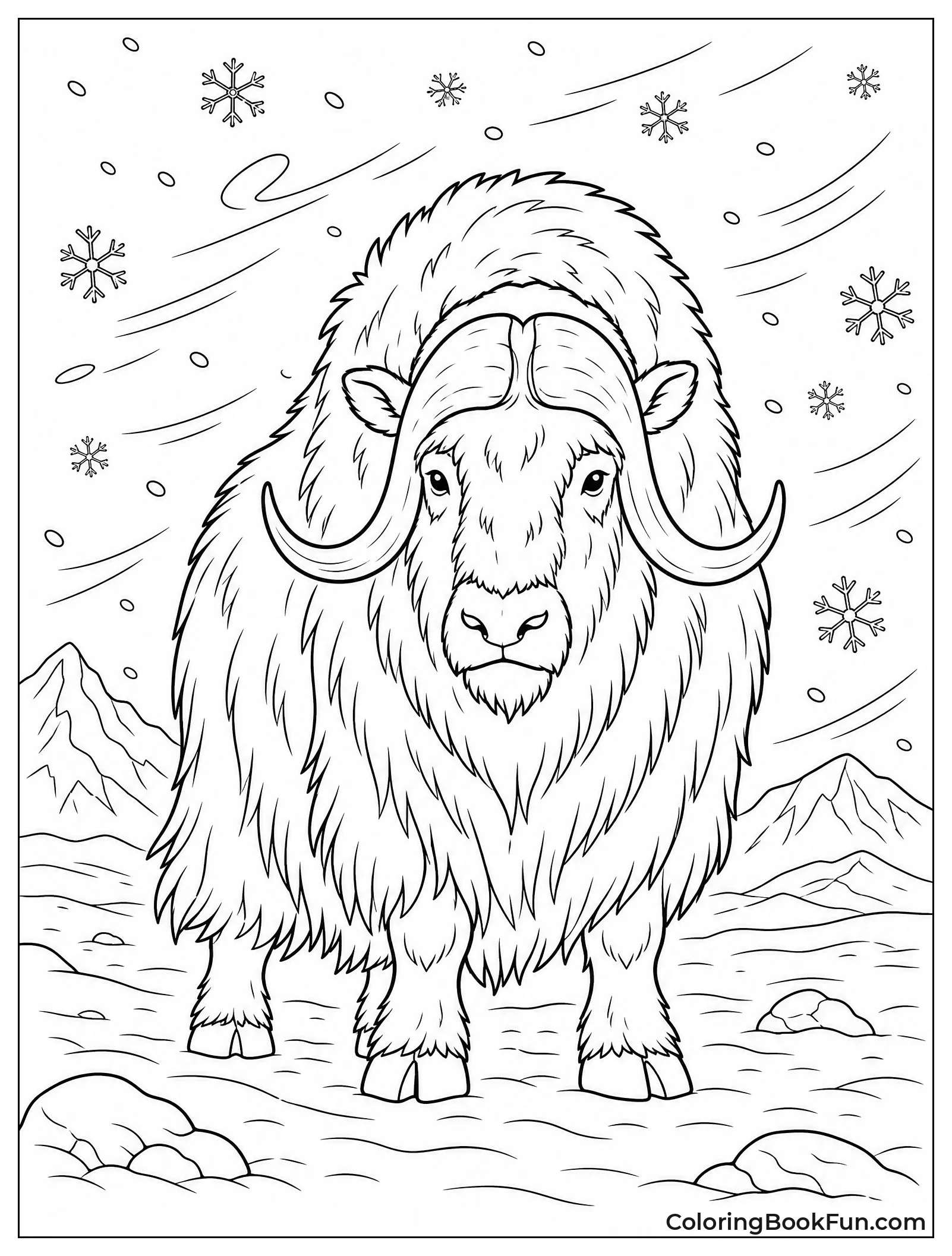 Musk Ox Standing in Snowstorm