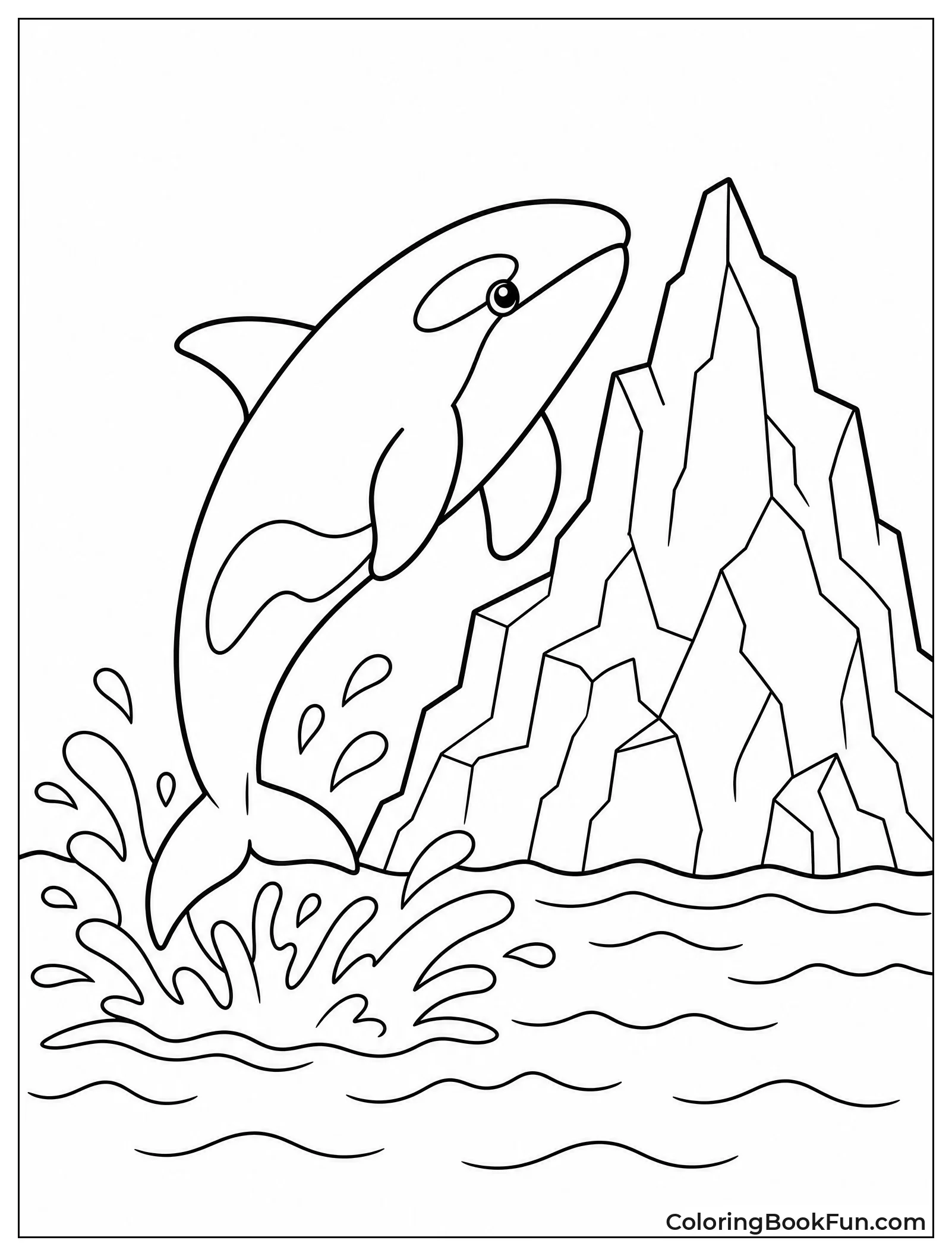 Orca Leaping near Iceberg