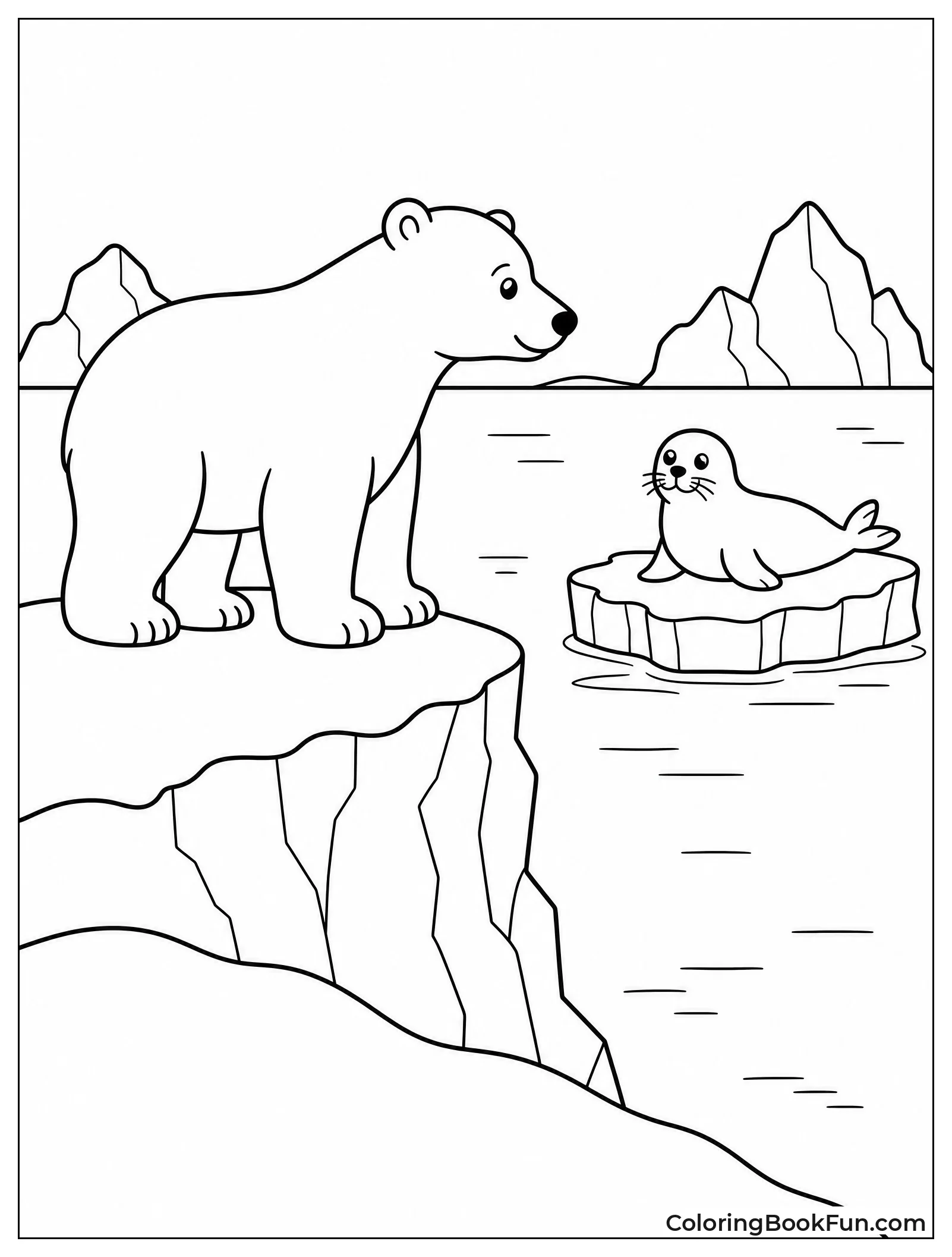Bear Watching Seal on Ice