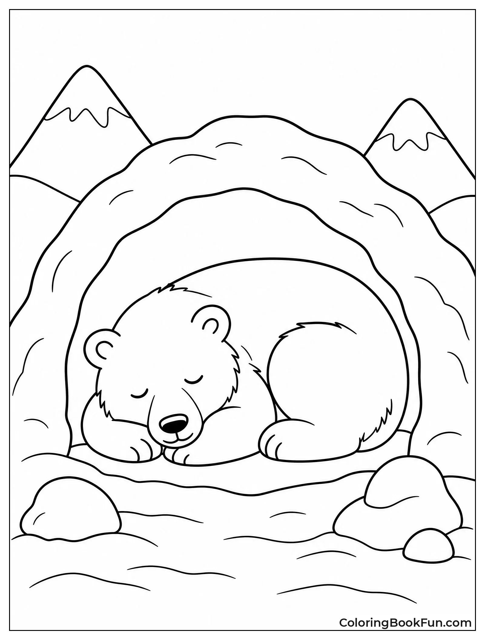 Bear Sleeping in Snow Cave