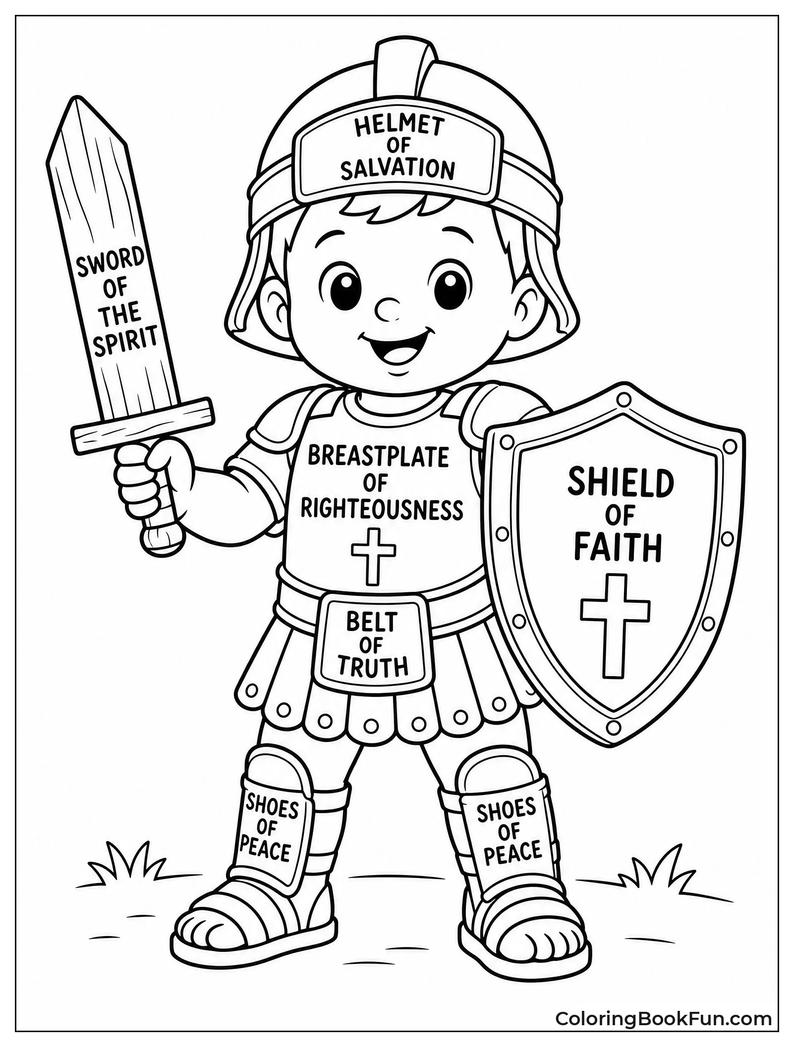 Toddler Holding Toy Shield and Sword