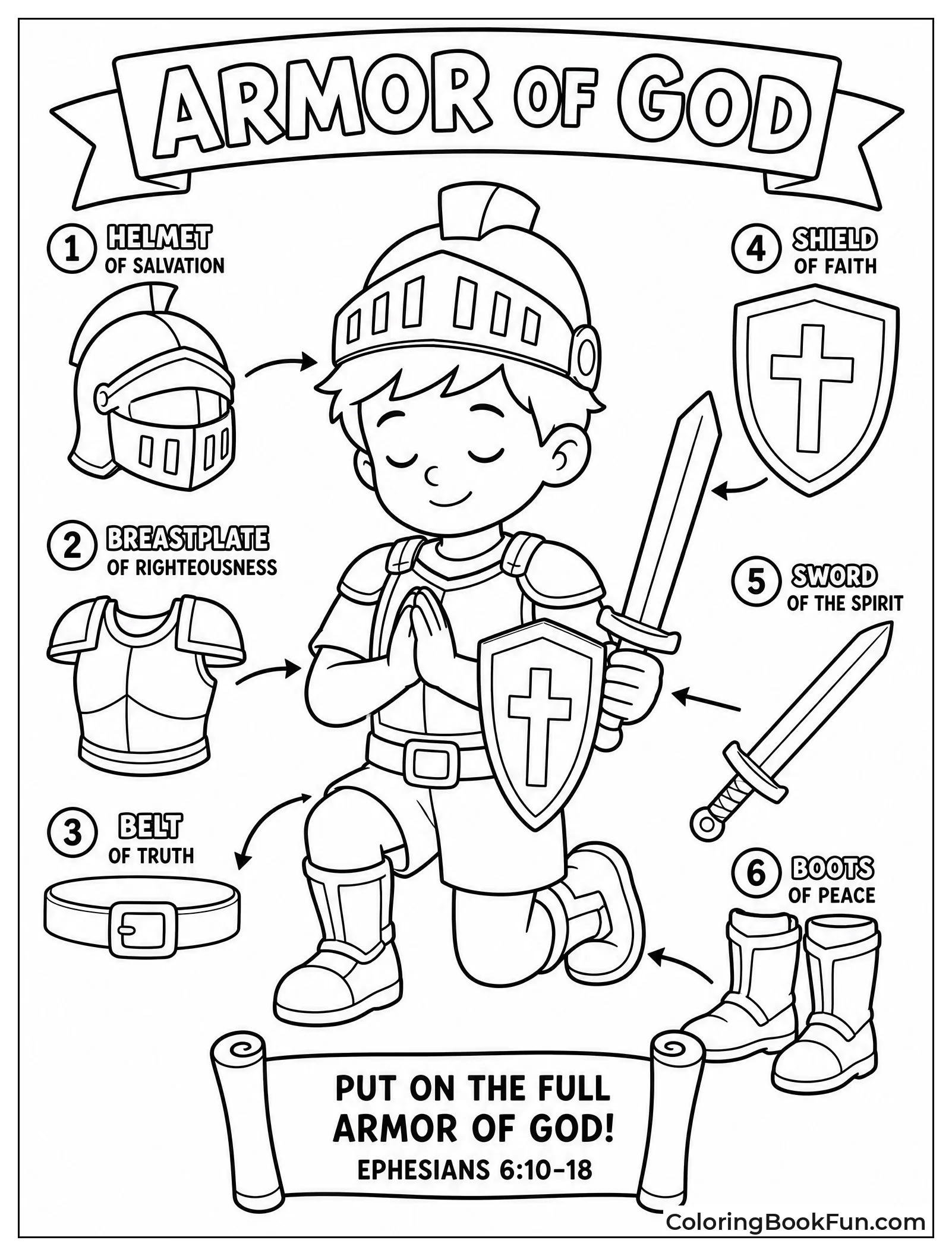 Boy Putting on Armor Pieces