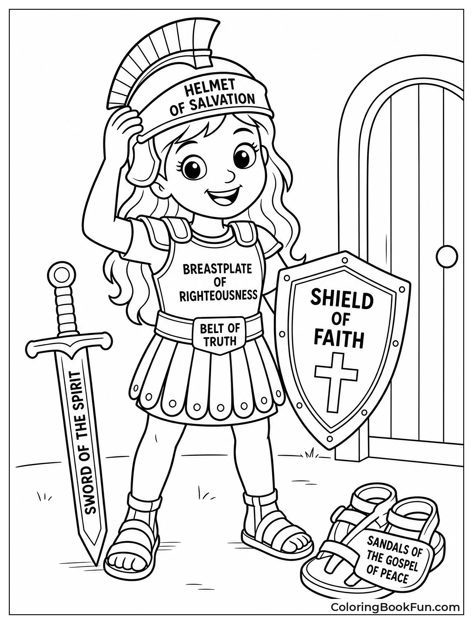 Girl Equipping Herself with Armor