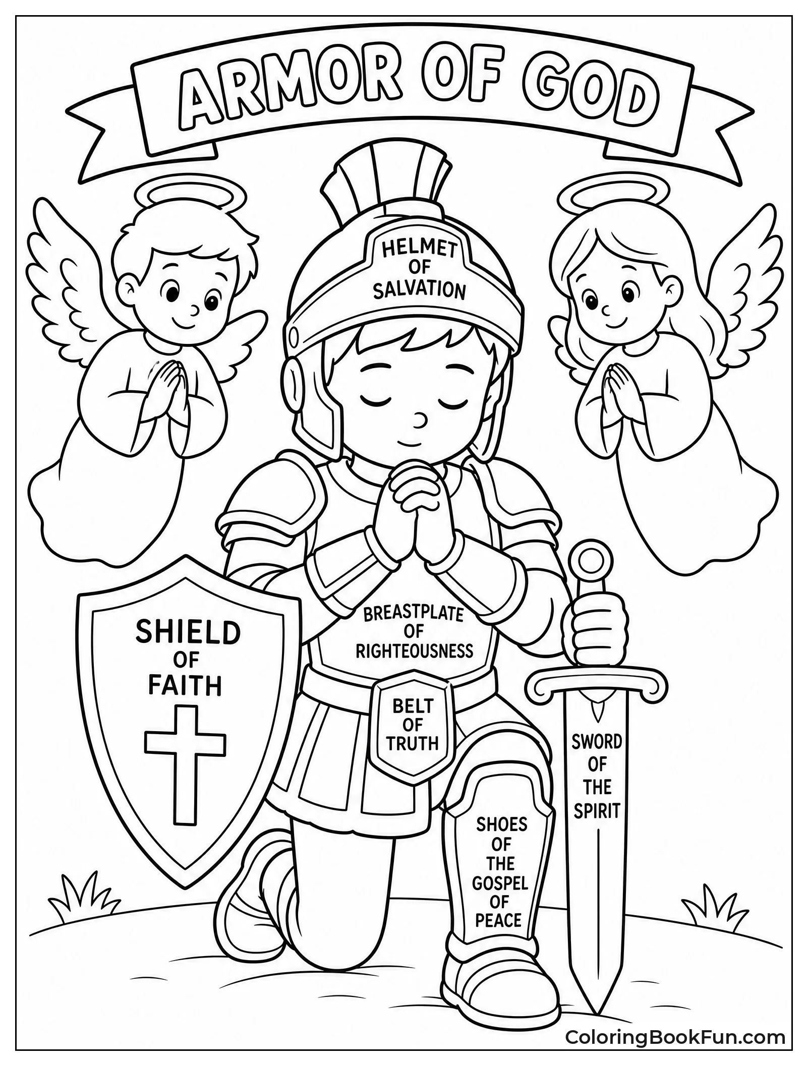 Child Kneeling in Prayer with Armor