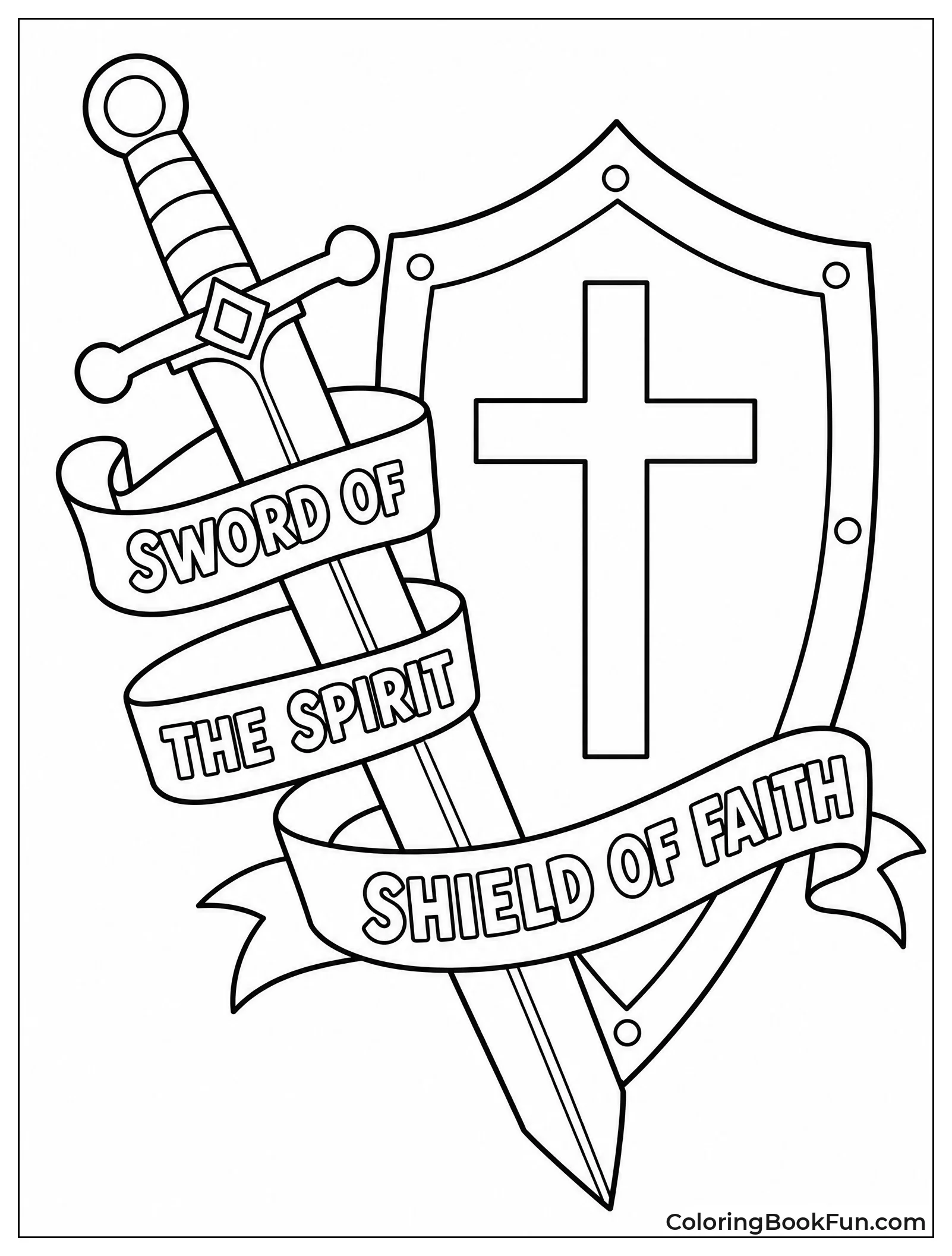 Sword and Shield Intertwined with Cross