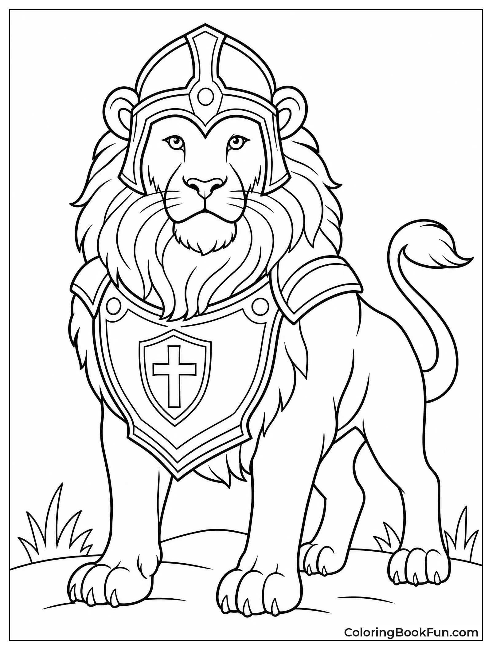 Lion Wearing Golden Armor Pieces