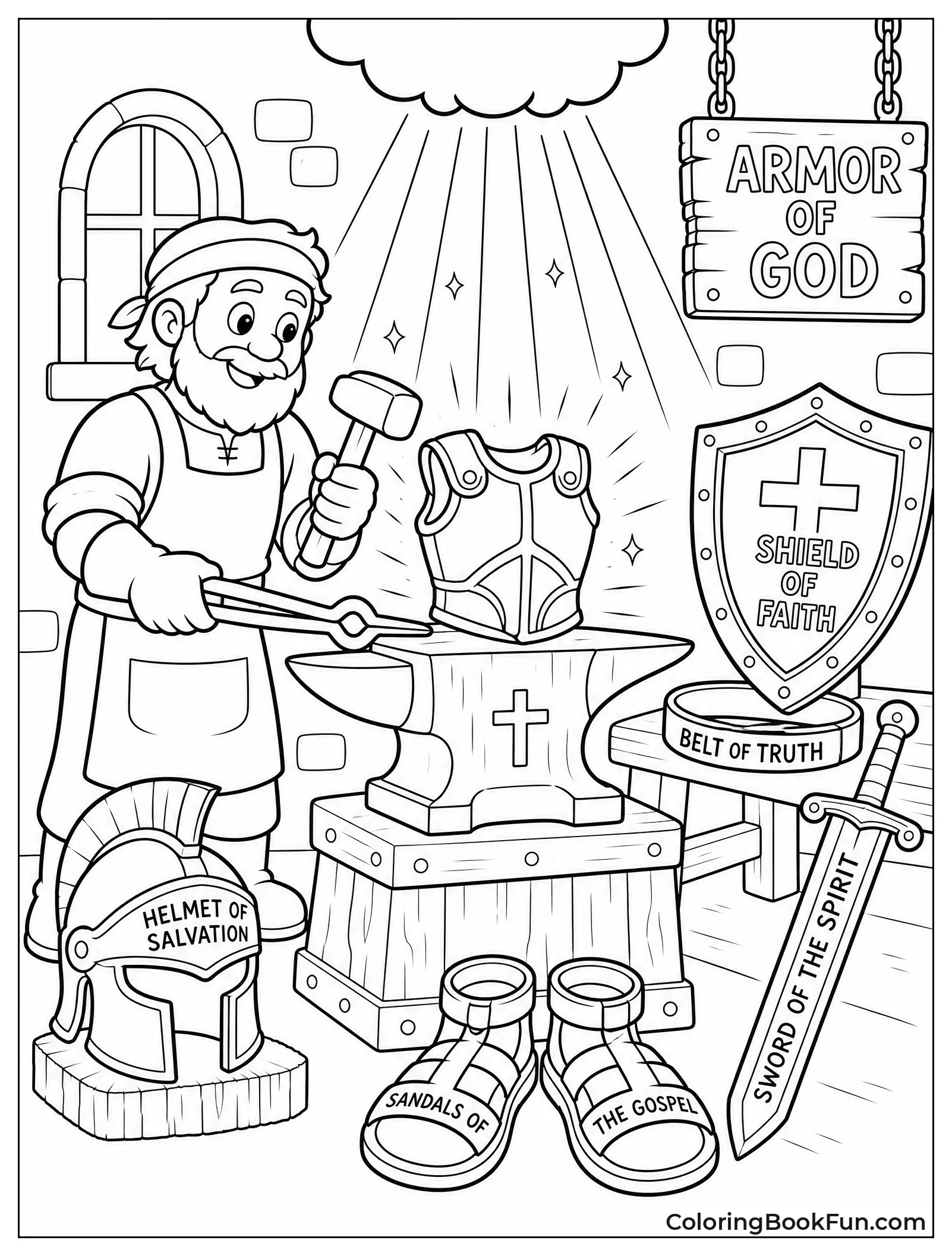 Blacksmith Forging Armor of God