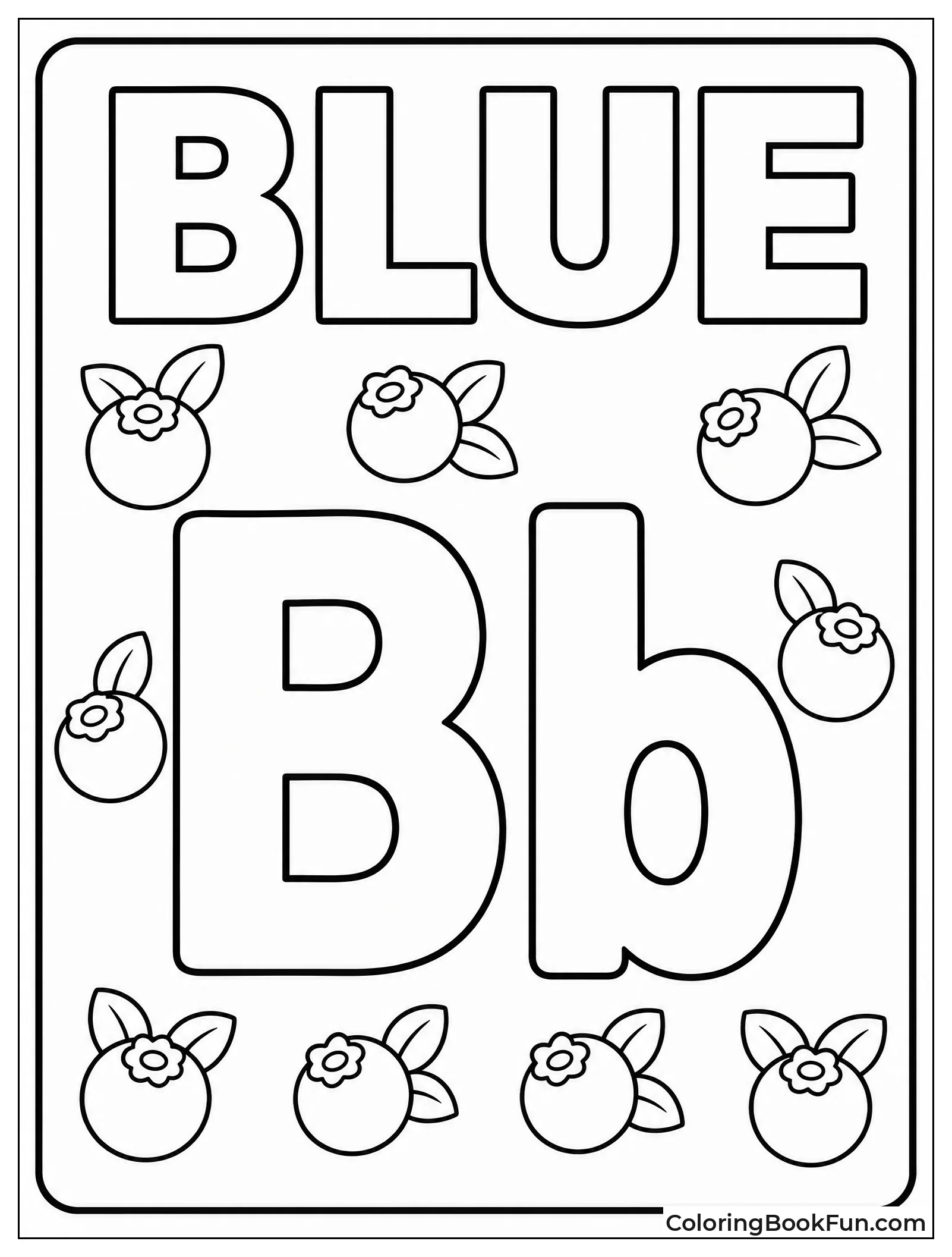 Tracing Letter B Surrounded by Blueberries