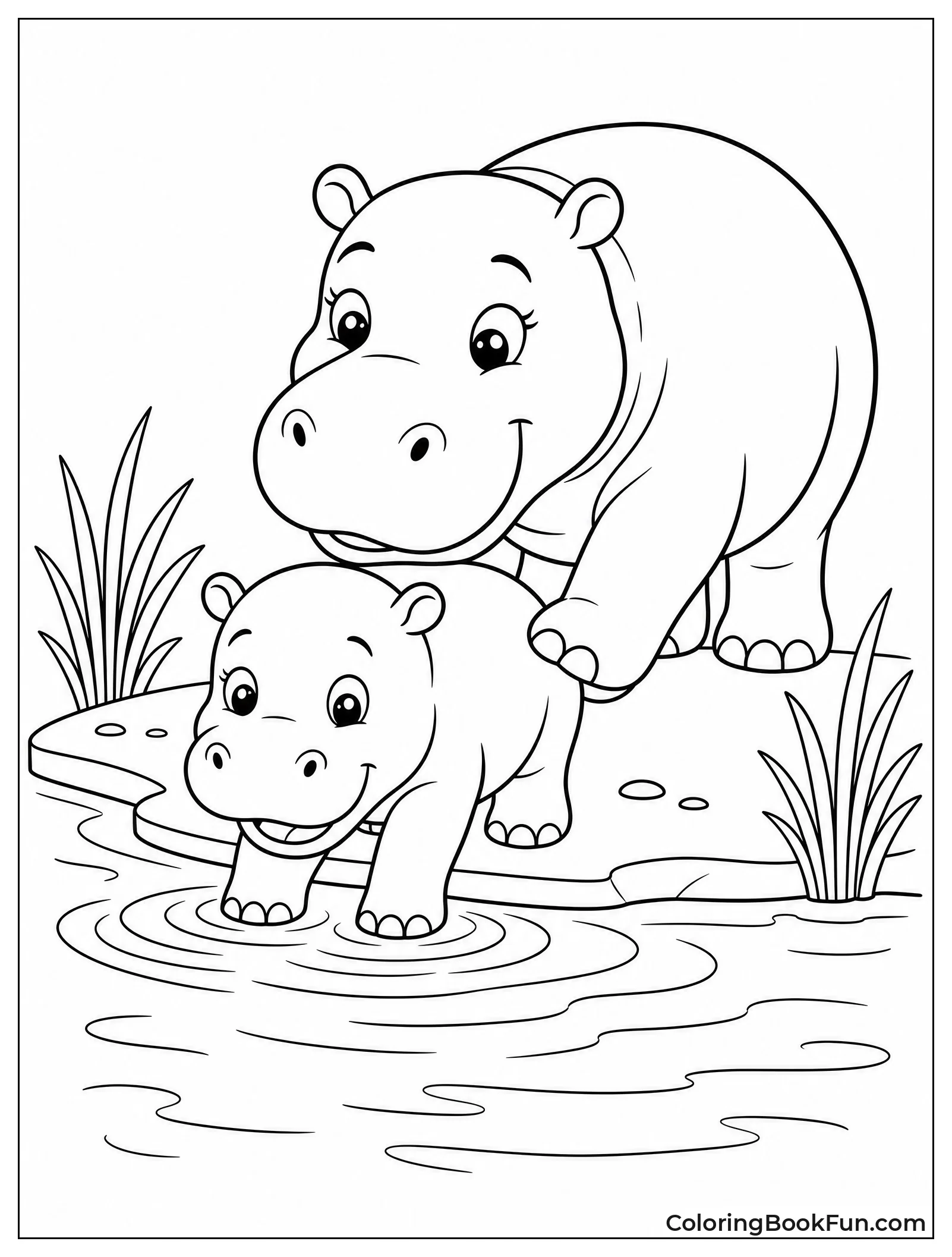 Baby Hippo Learning to Swim