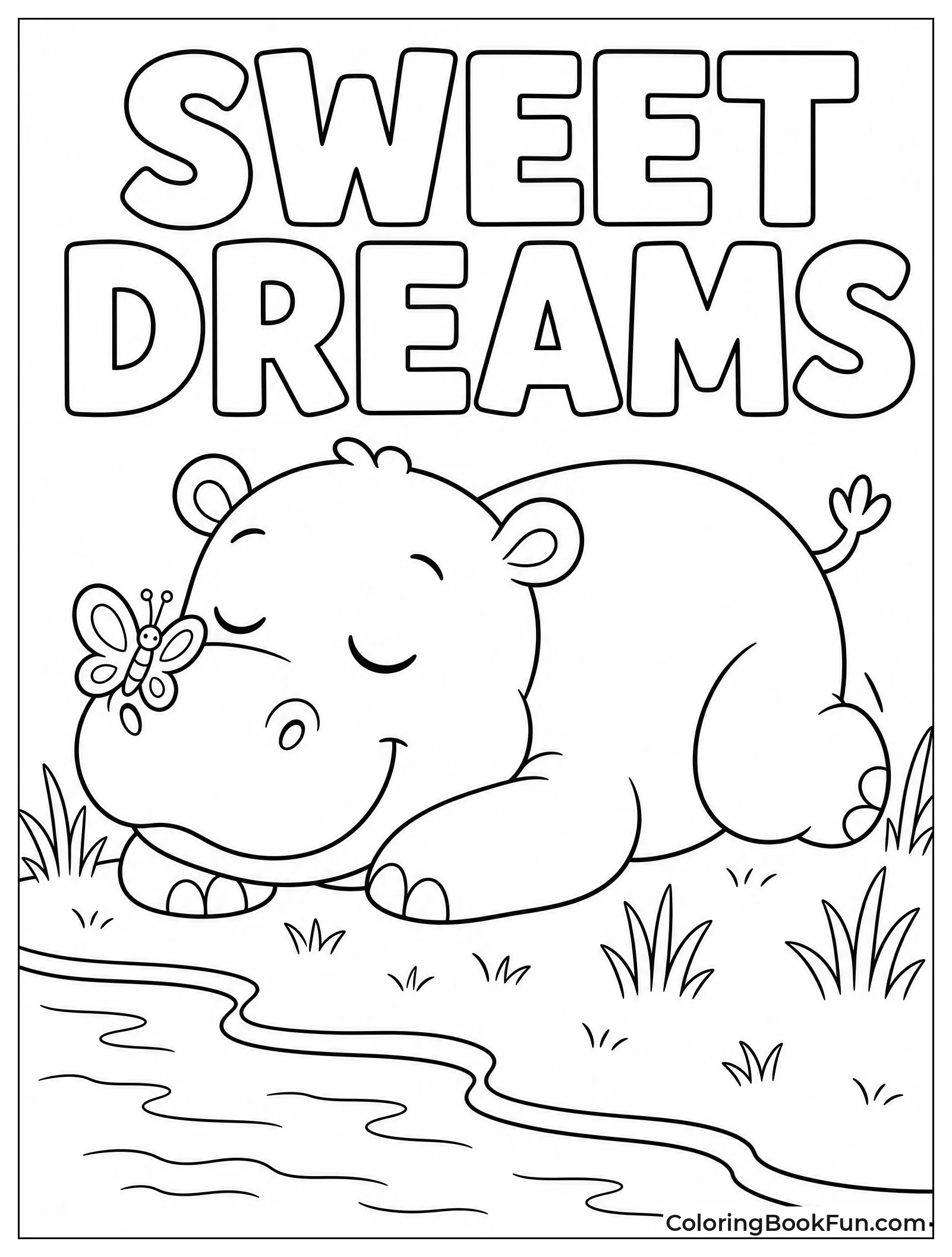 Baby Hippo Sleeping on Grass
