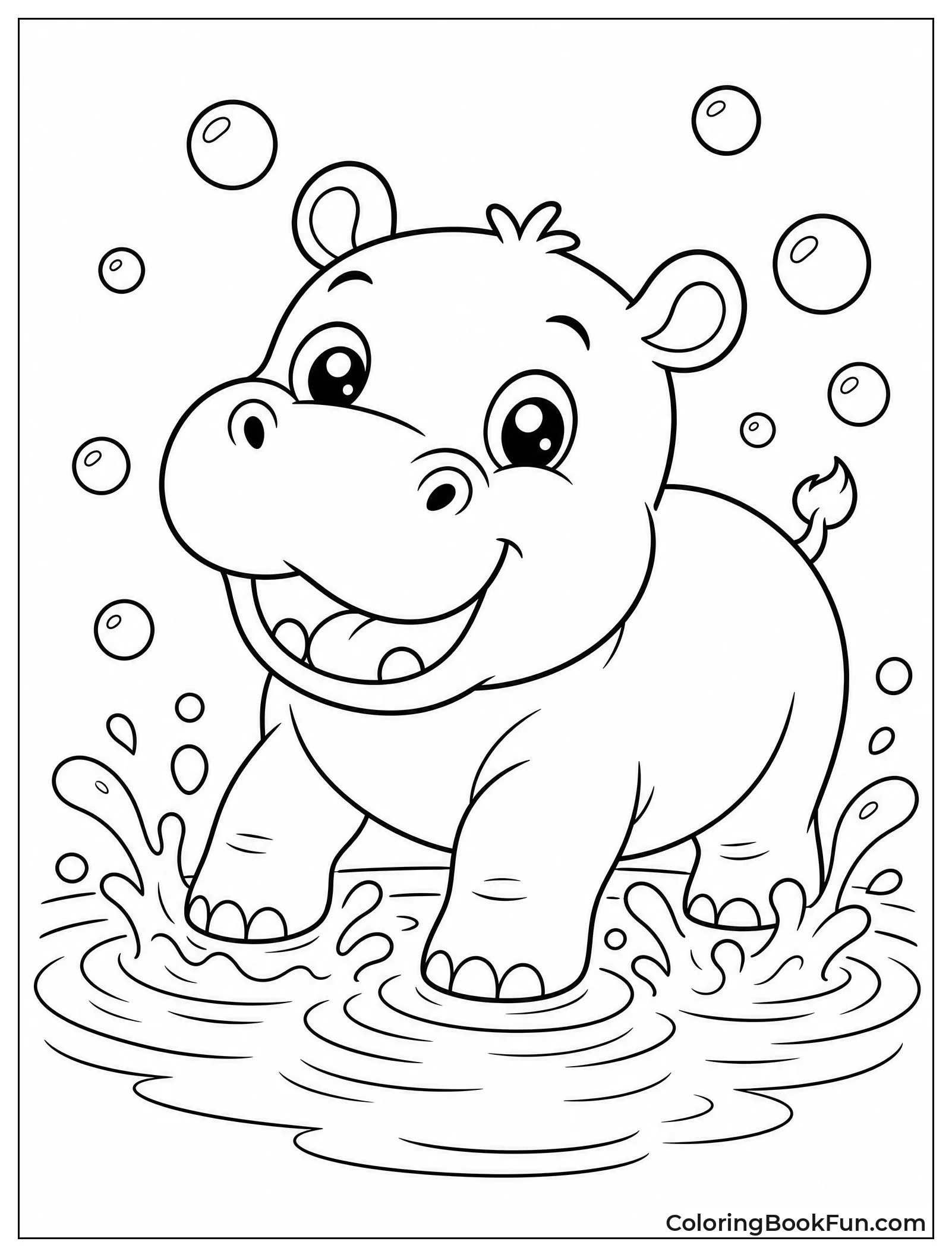 Baby Hippo Splashing in Water