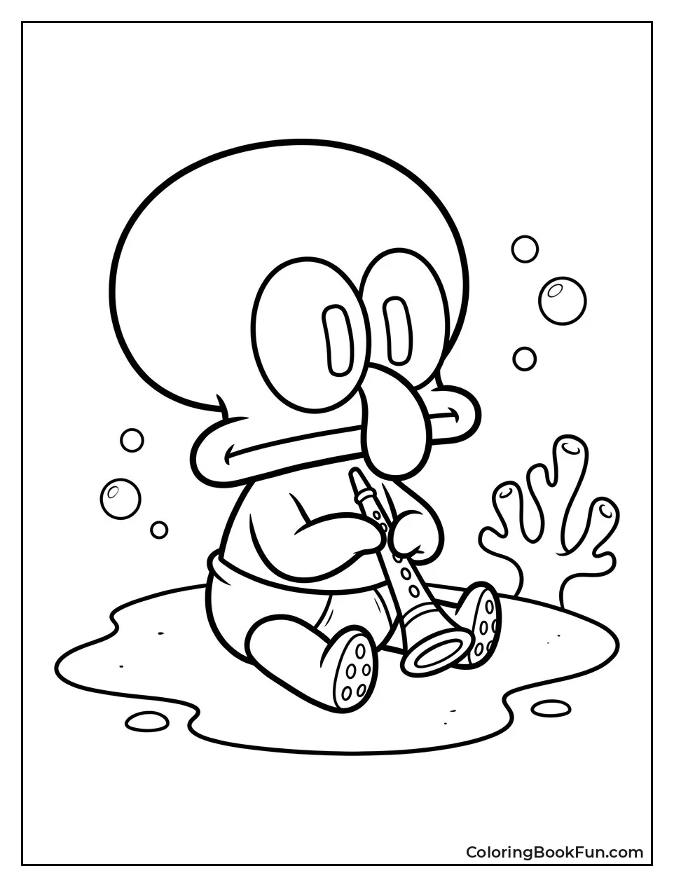Baby Squidward Holding a Clarinet
