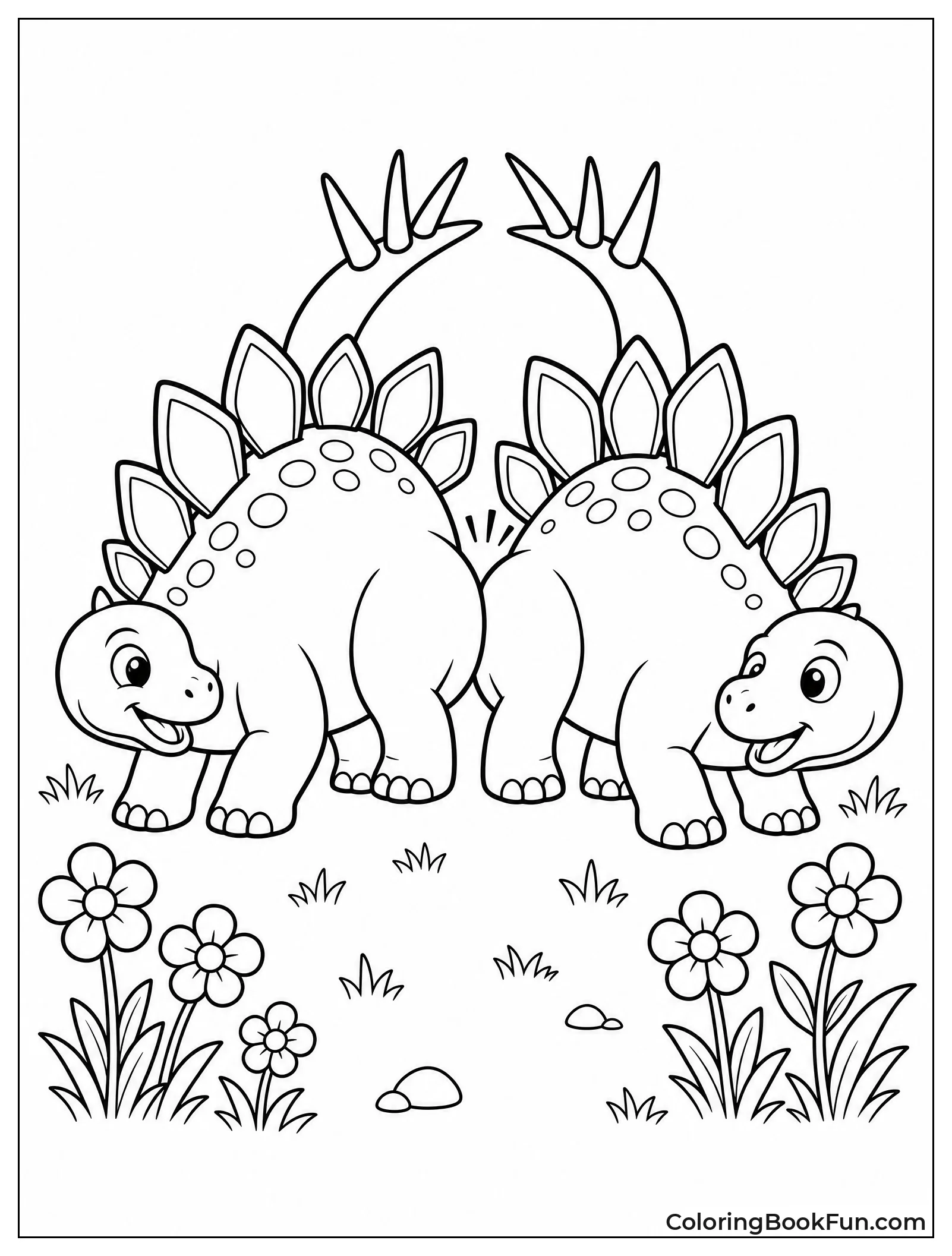 Two Baby Stegosauruses Playing Together
