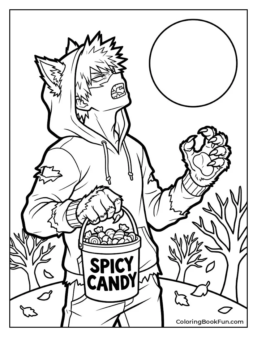 Bakugo Dressed as a Werewolf