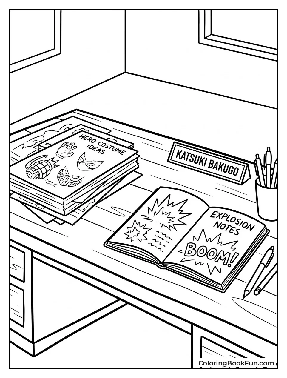 Desk Covered in Hero Sketches