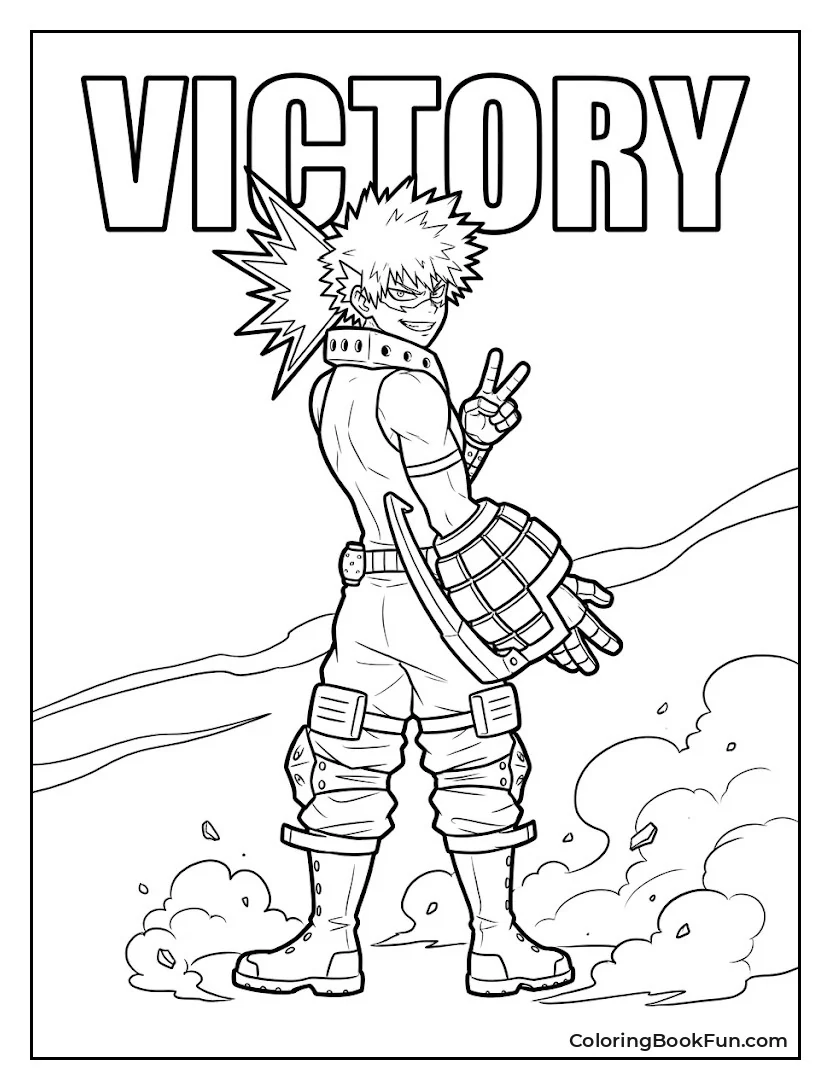 Bakugo Giving a Peace Sign