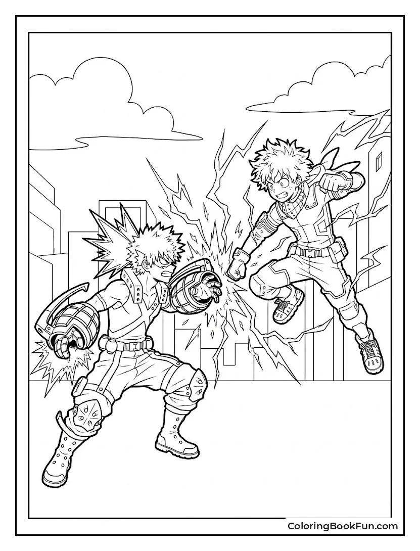 Bakugo Clashing with Deku